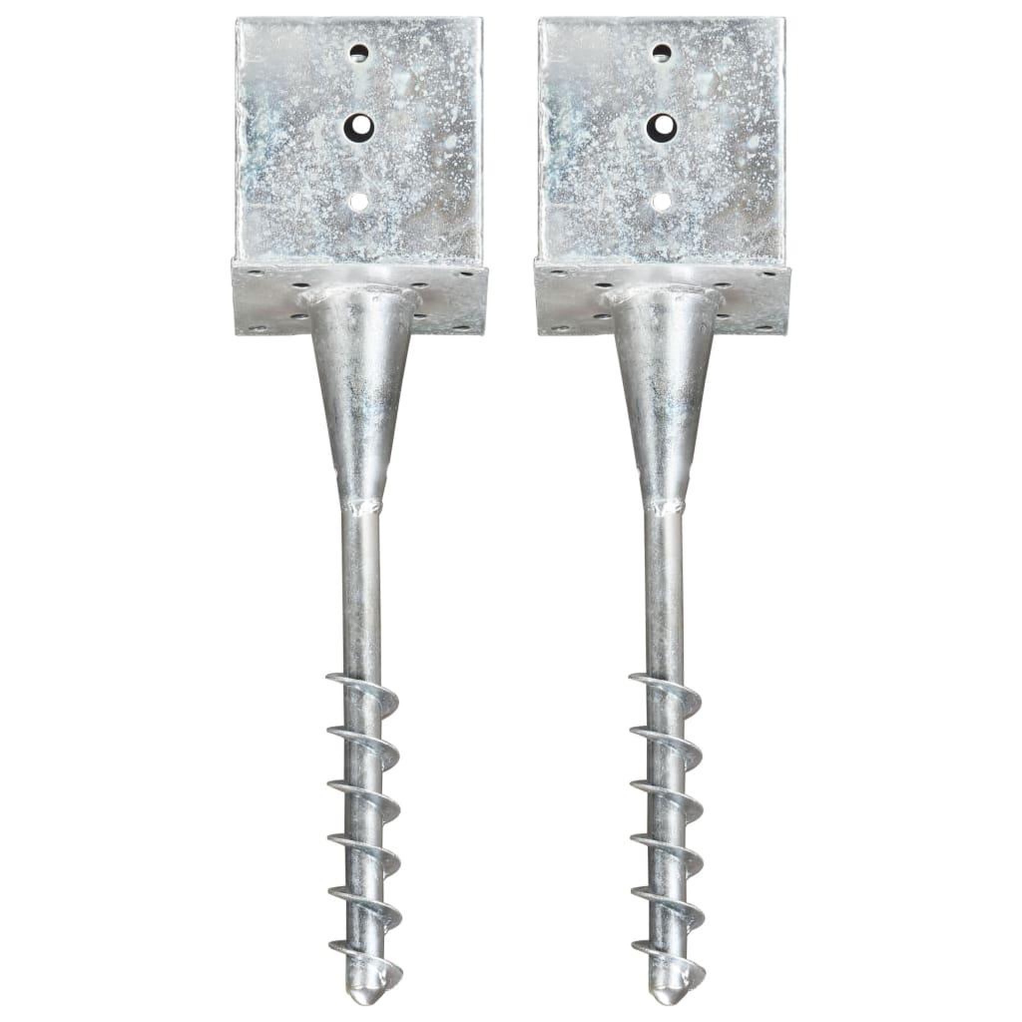 VIDAXL Piquets au sol 2 pcs argente 14x14x58 cm acier galvanise