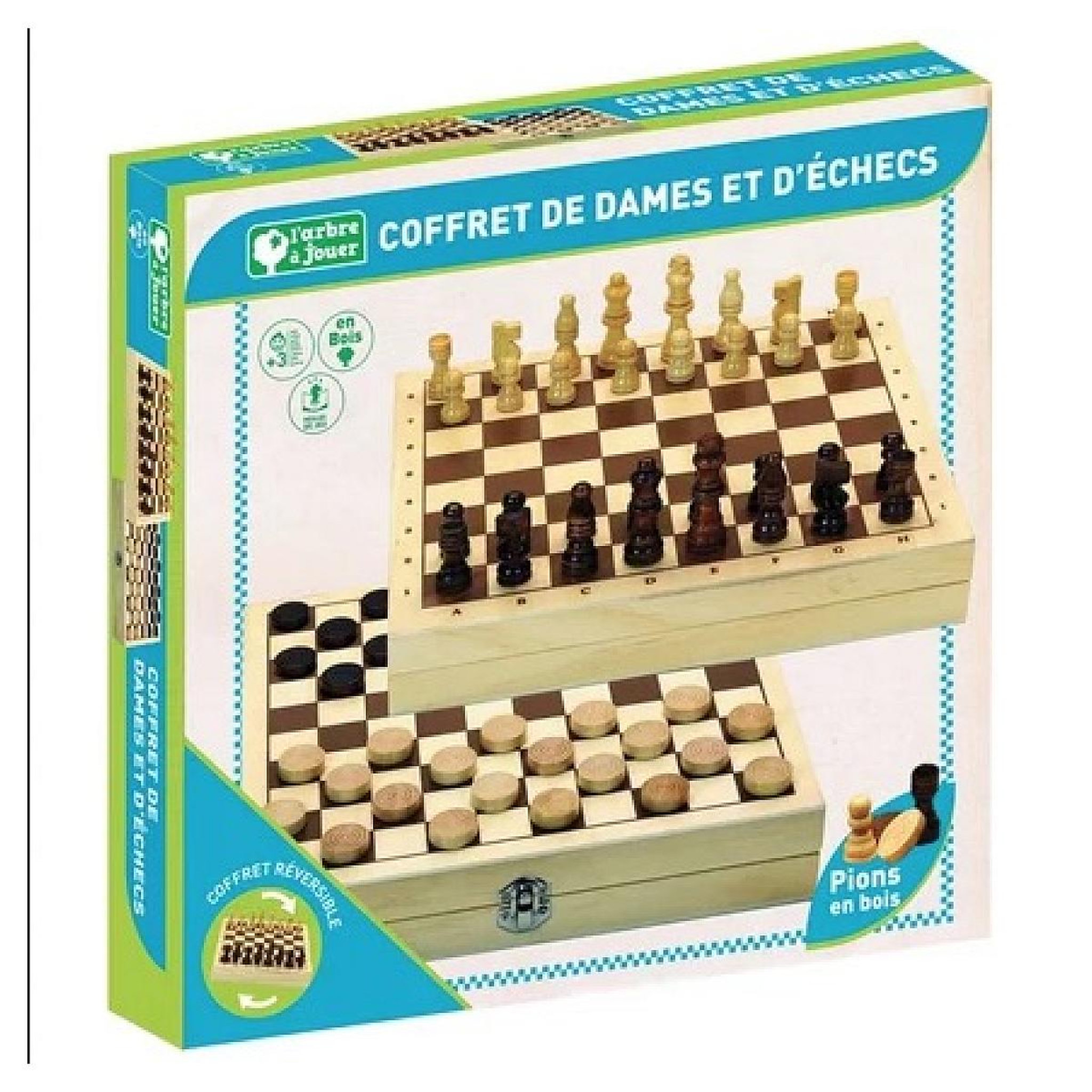 JeuJura Coffret de dames et d eches en bois