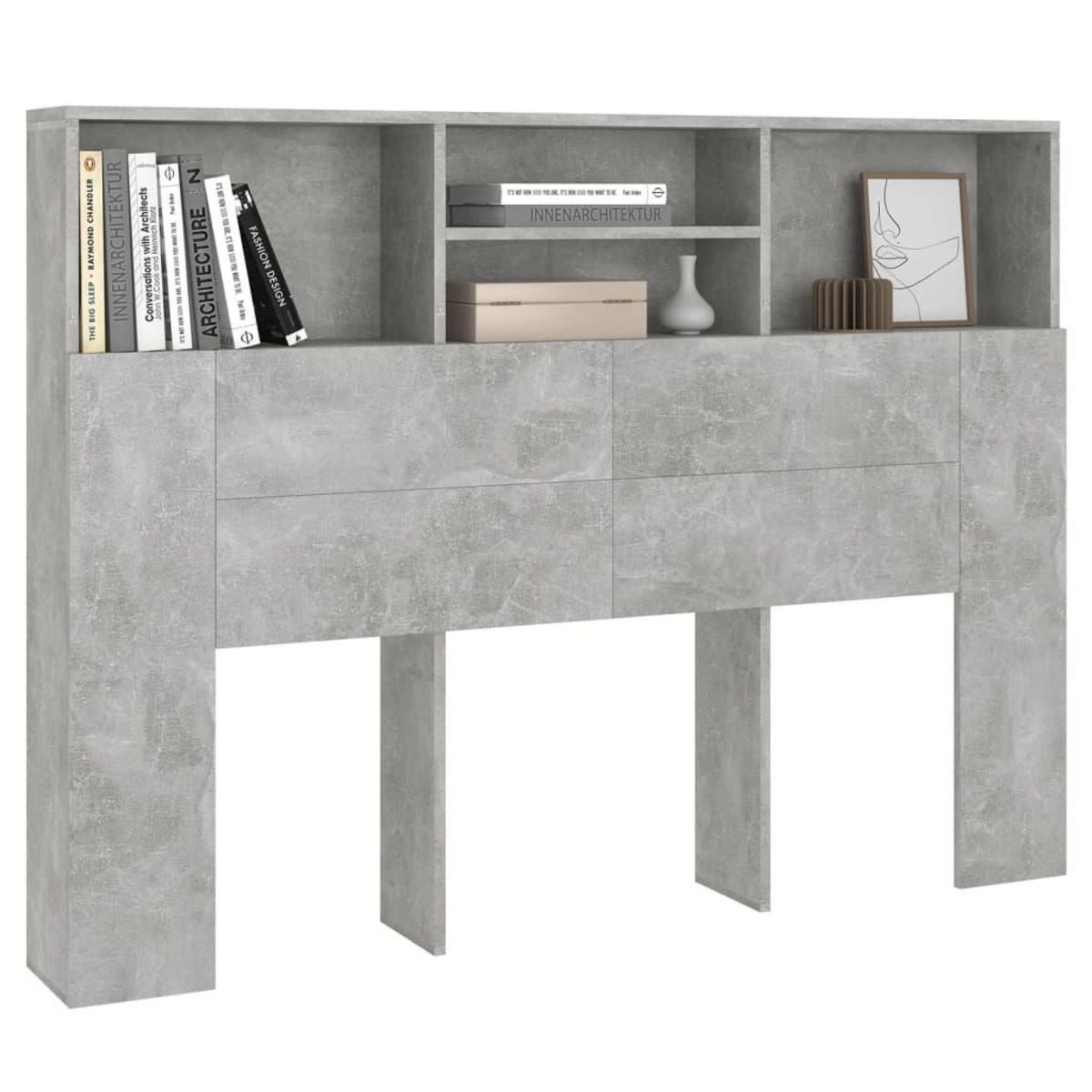 VIDAXL Armoire de tete de lit Gris beton 140x19x103,5 cm