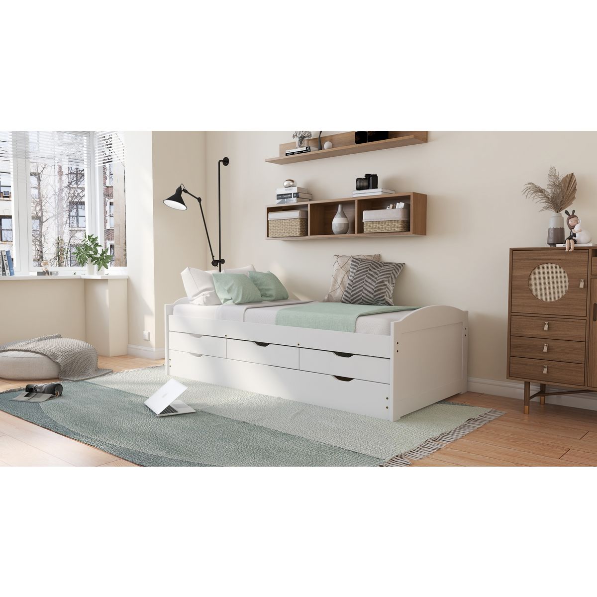 Lit gigogne 2 couchages 90x190 cm + 3 tiroirs ULLI