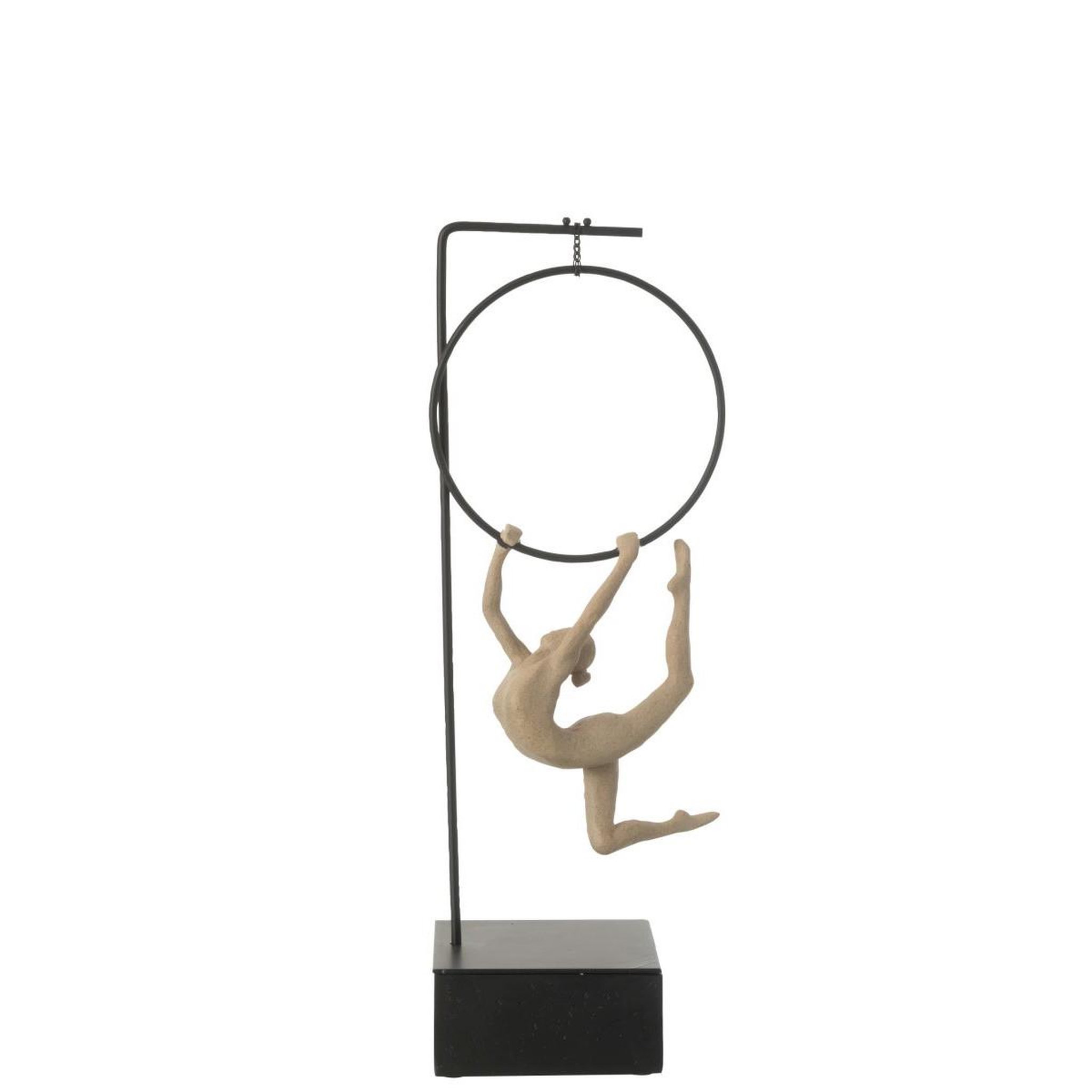 Voir la diapositive 2 : J-LINE Gymnaste cerceau sur socle  alpha  48cm beige & noir