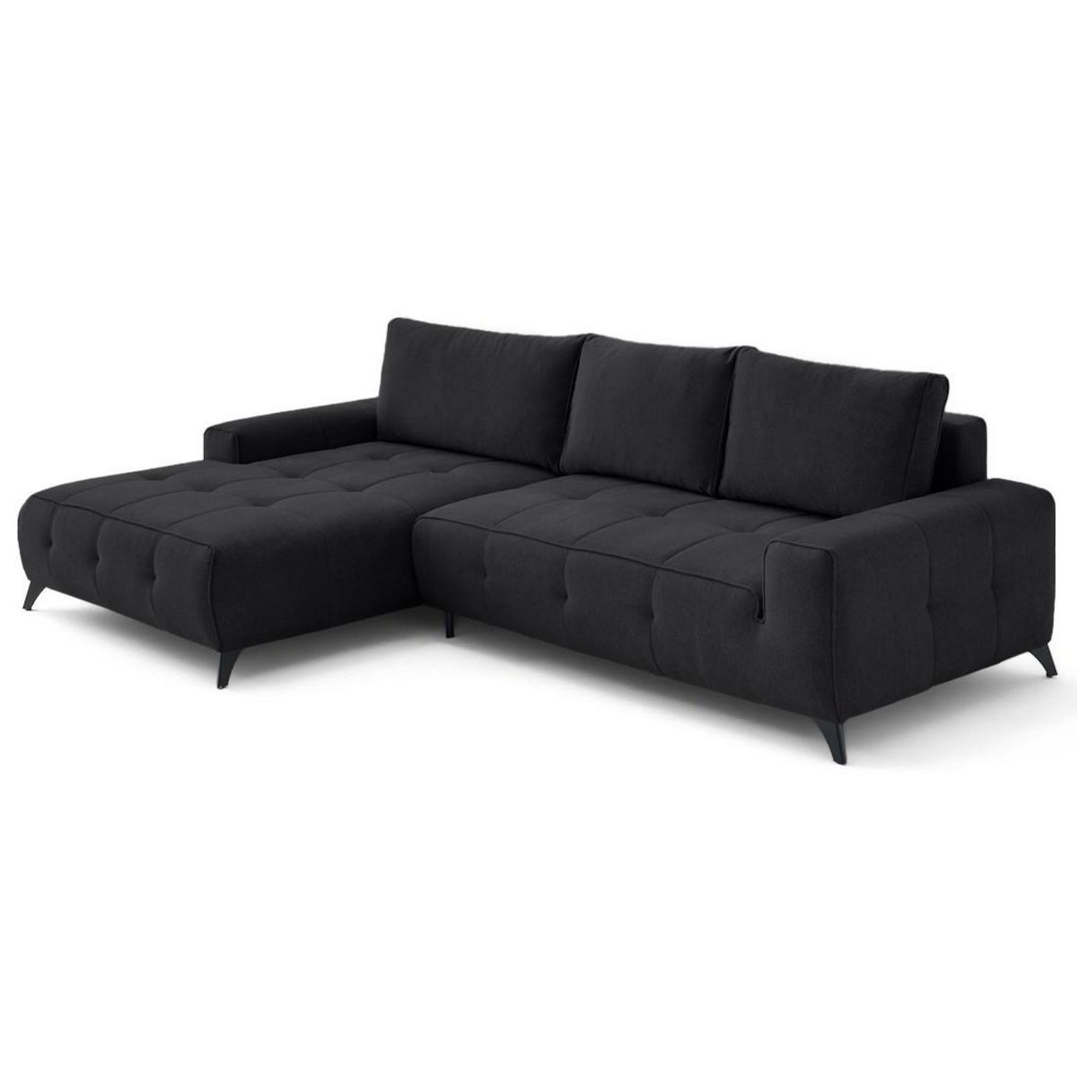 BEST MOBILIER Rimini - canapé d'angle gauche 4 places convertible avec coffre en tissu texturé