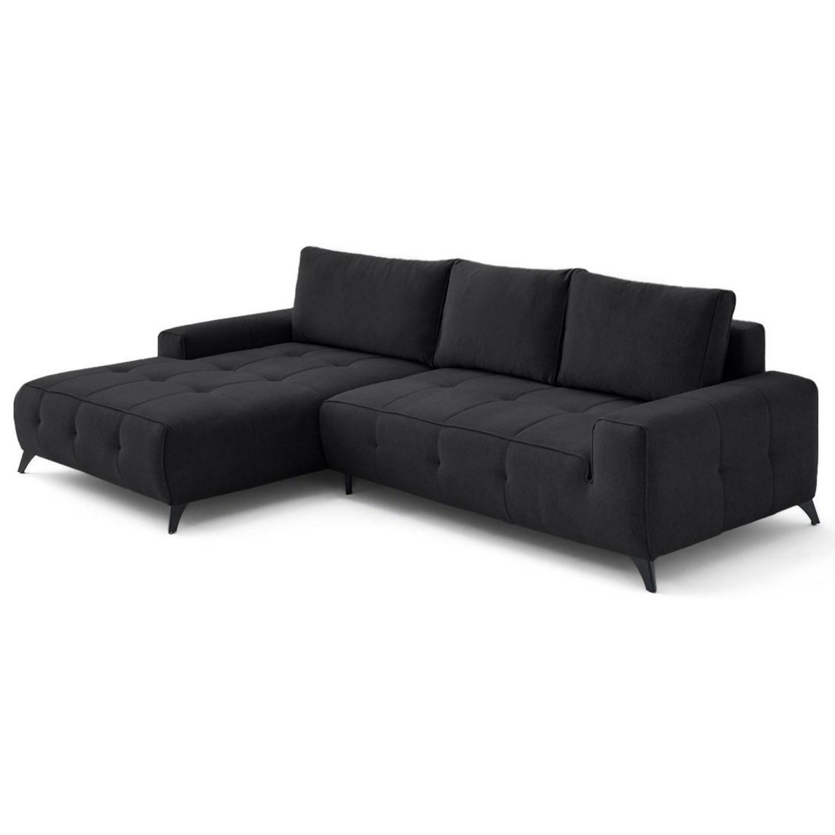 BEST MOBILIER Rimini - canapé d'angle gauche 4 places convertible avec coffre en tissu texturé