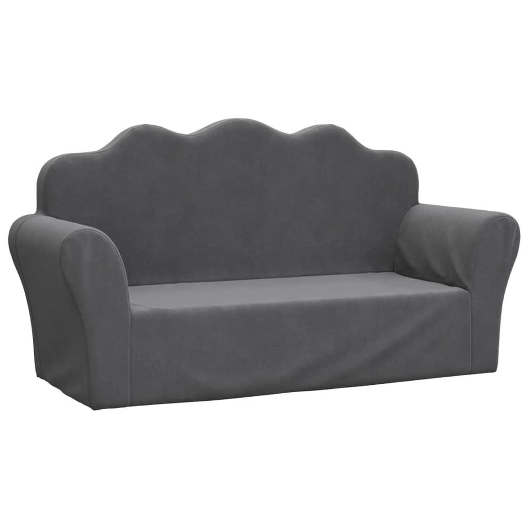 Voir la diapositive 2 : VIDAXL Canape pour enfants 2 places anthracite peluche douce