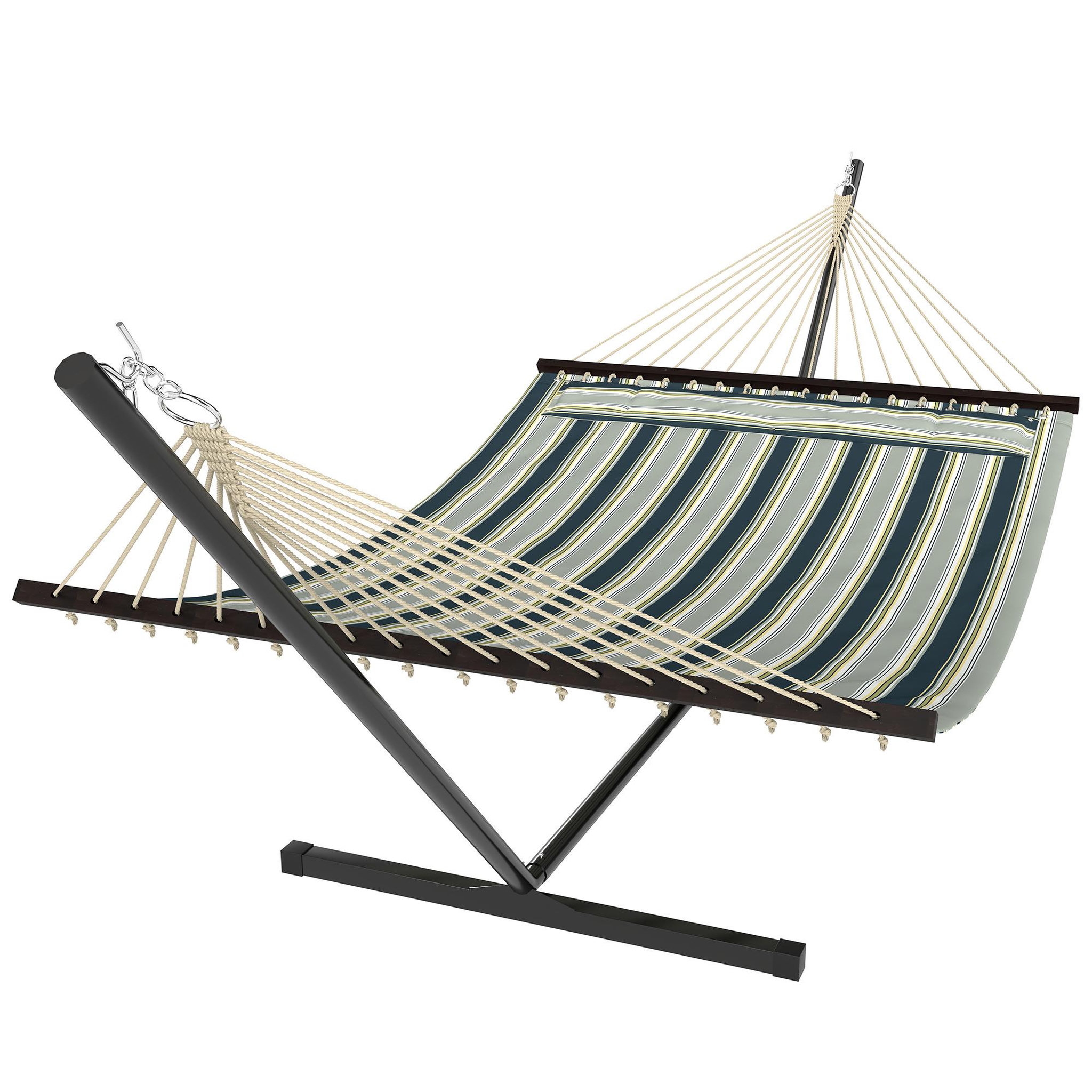 OUTSUNNY Hamac avec support coussin amovible acier polyester vert