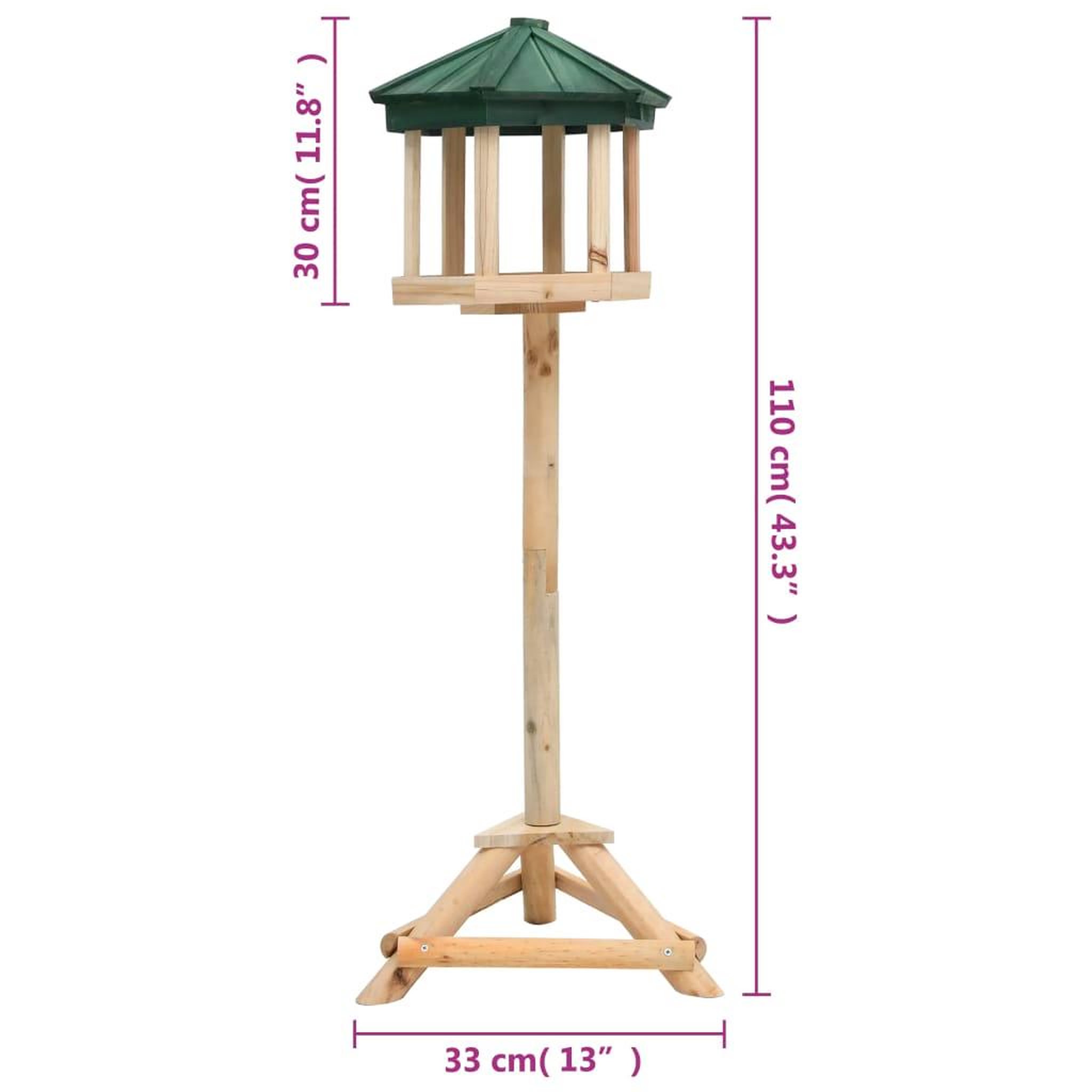 Voir la diapositive 6 : VIDAXL Mangeoire a oiseaux sur pied bois de sapin 33x110 cm