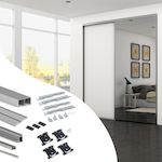 EMUCA SRL Kit de quincaillerie pour armoire à 2 portes coulissantes avec fermeture souple Placard 74 -  Modèle de poignée Sharp -  épaisseur 18mm -  panneaux non inclus -  Anodisé mat