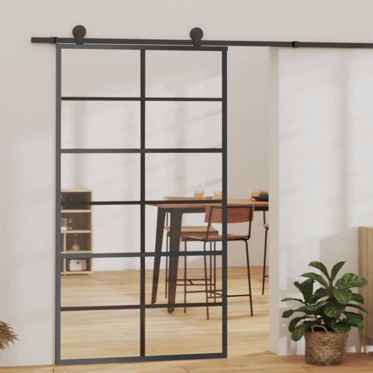 VIDAXL Porte coulissante Verre ESG et aluminium 102x205 cm Noir
