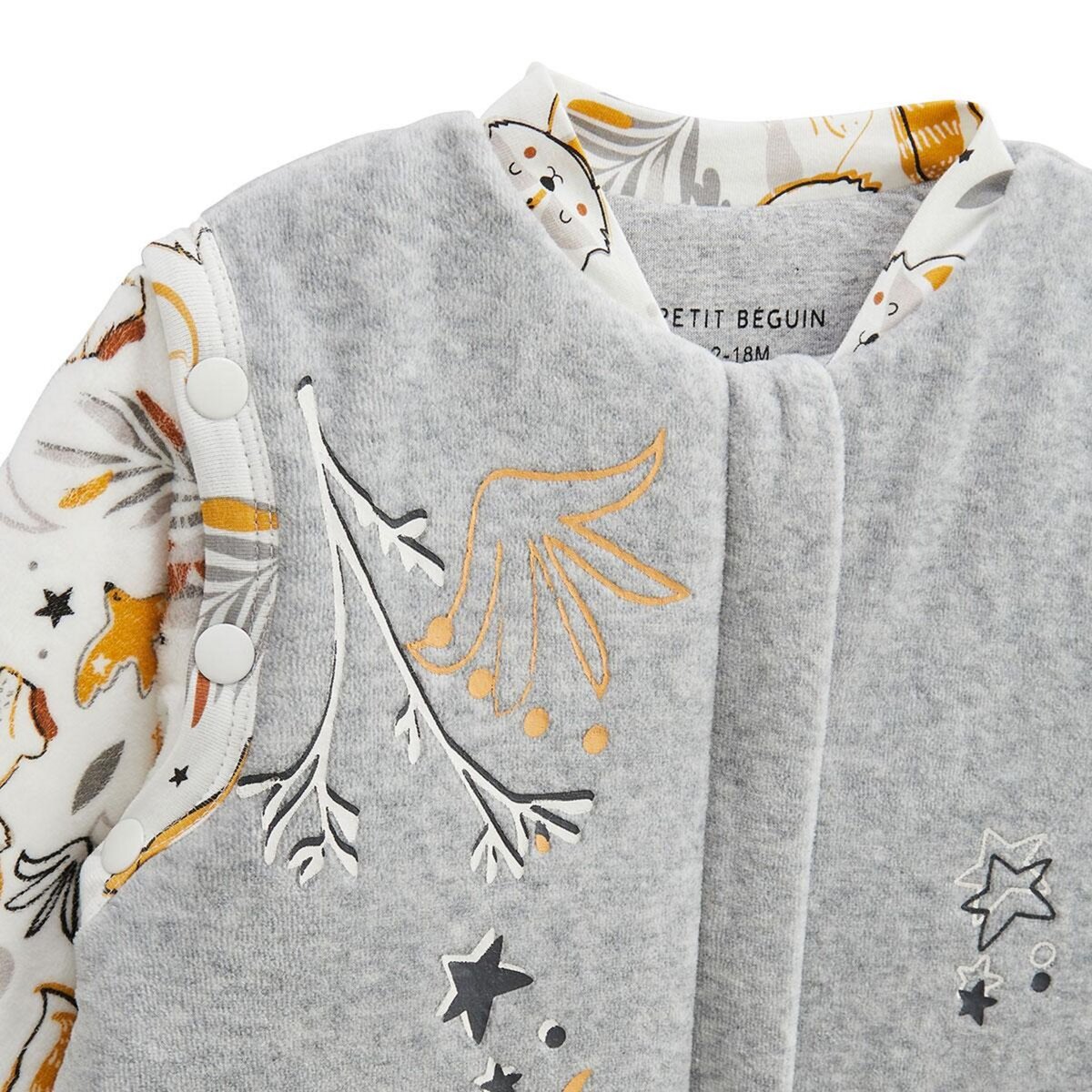 Petit Béguin Turbulette d'hiver en velours avec pieds retroussables et manches amovibles Petit Loup