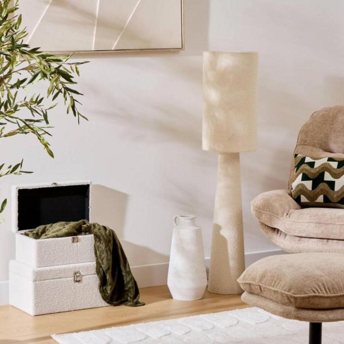 ATMOSPHERA Lampadaire Bouclette  Solal  124cm Blanc