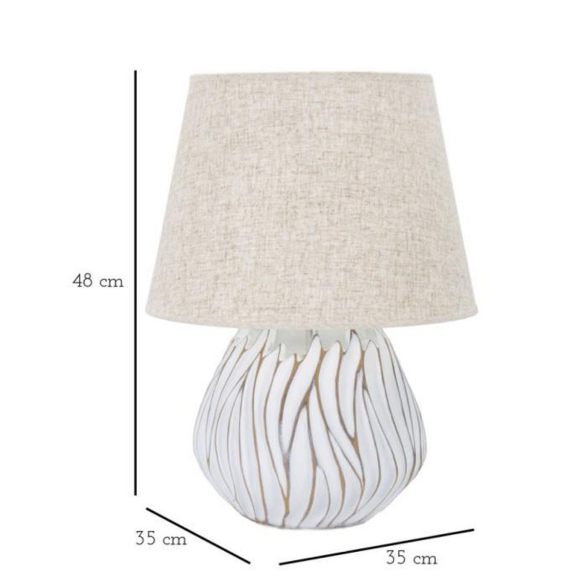 Paris Prix Lampe à Poser en Résine  Honduras  48cm Blanc & Naturel