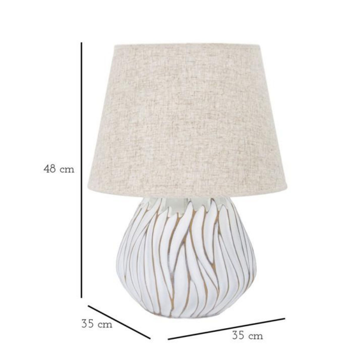 Paris Prix Lampe à Poser en Résine  Honduras  48cm Blanc & Naturel