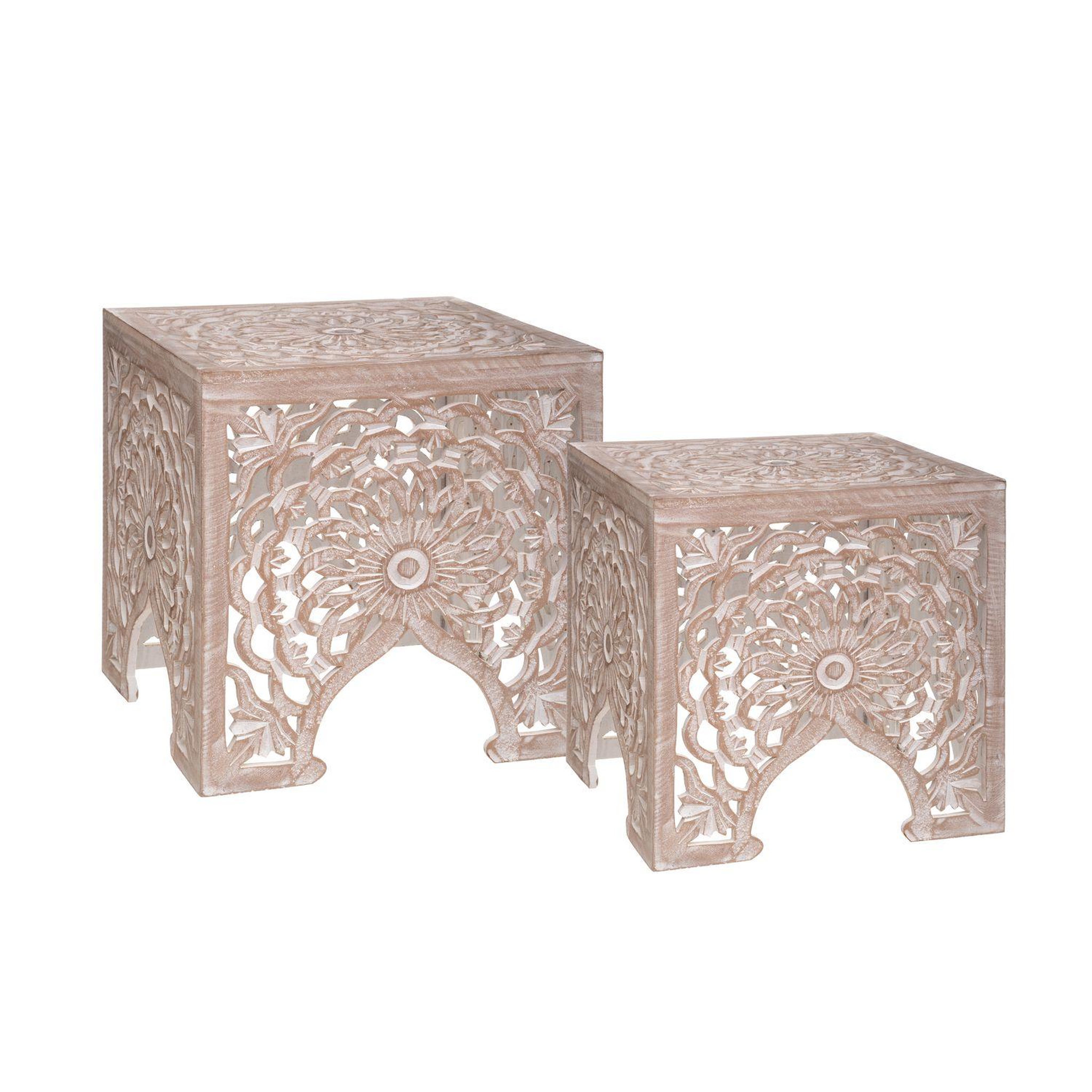 ATMOSPHERA 2 Tables d'appoint bois design ethnique Terre - Marron