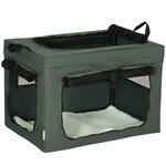 PAWHUT Sac de transport pliable pour chien chat - 2 poignées, 3 portes - dim. 60L x 42l x 42H cm - acier polyester gris