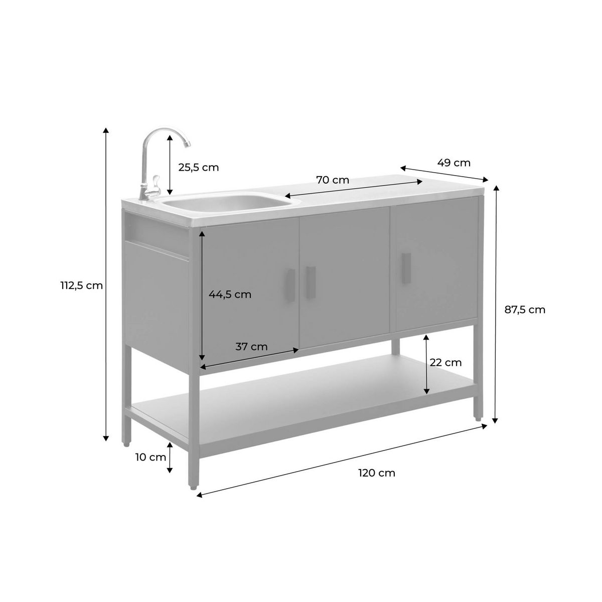 SWEEEK Cuisine extérieure en acier avec évier L120cm