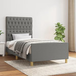 VIDAXL Cadre de lit sans matelas gris fonce 100x200 cm tissu