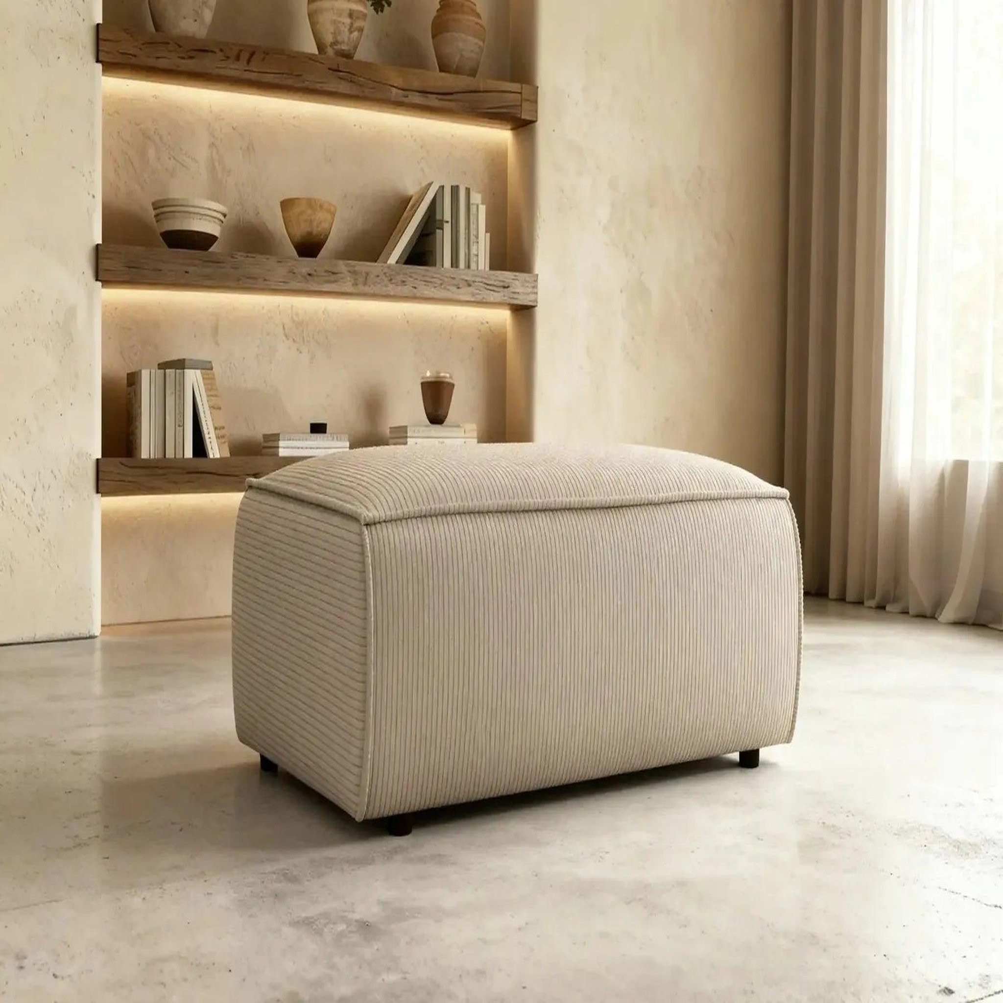 Voir la diapositive 2 : CASANOVA PARIS Jade - pouf velours côtelé