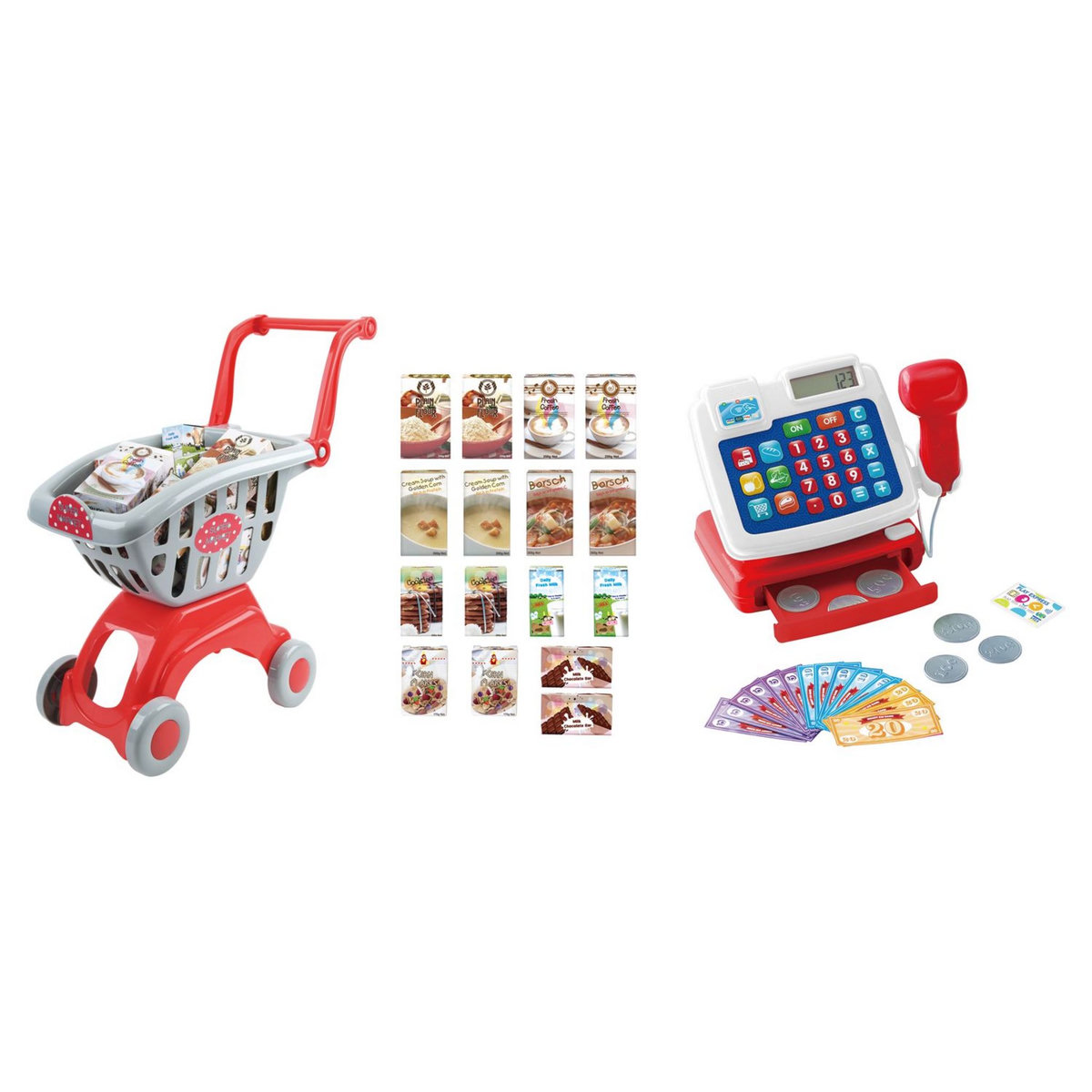 One Two Fun Mon set shopping avec caisse enregistreuse et chariot