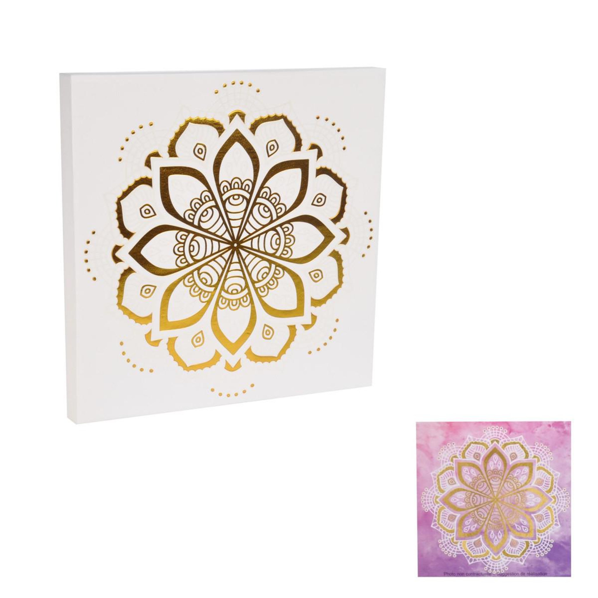 HOMEA Toile pour Aquarelle  Mandala  25x25cm Blanc