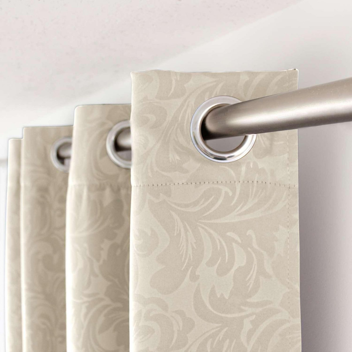 TOILINUX Rideau occultant frappé arabesque - 140 x 240 cm - Ivoire