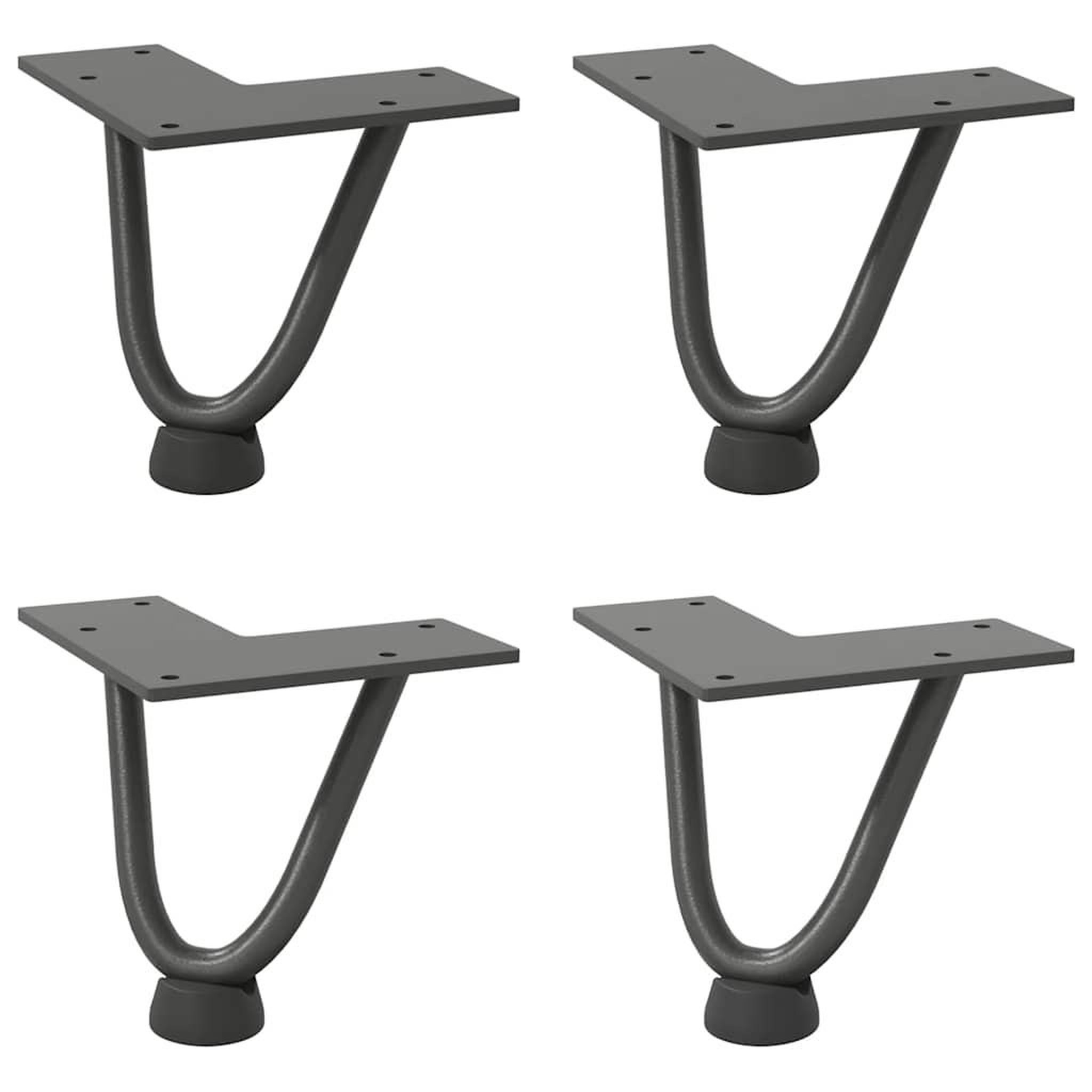 Voir la diapositive 2 : VIDAXL Pieds de table en forme d'epingle a cheveux 4 pcs anthracite