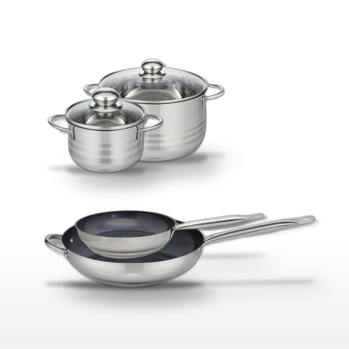 ELO Lot de 2 Poêles 24/32 cm & 2 Faitouts 16/20 cm Elo Profi Therm Platinum