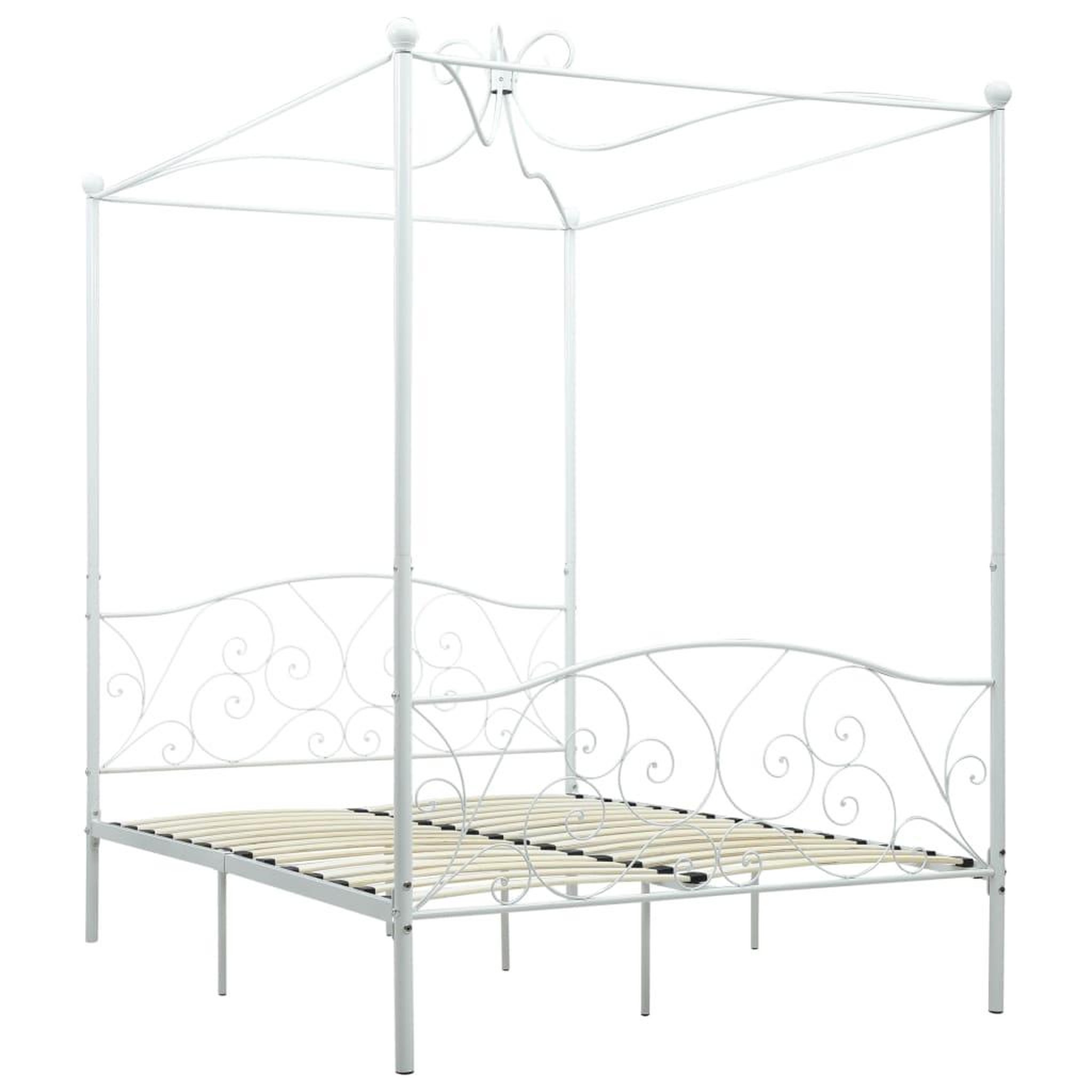 Voir la diapositive 2 : VIDAXL Cadre de lit a baldaquin Blanc Metal 120 x 200 cm