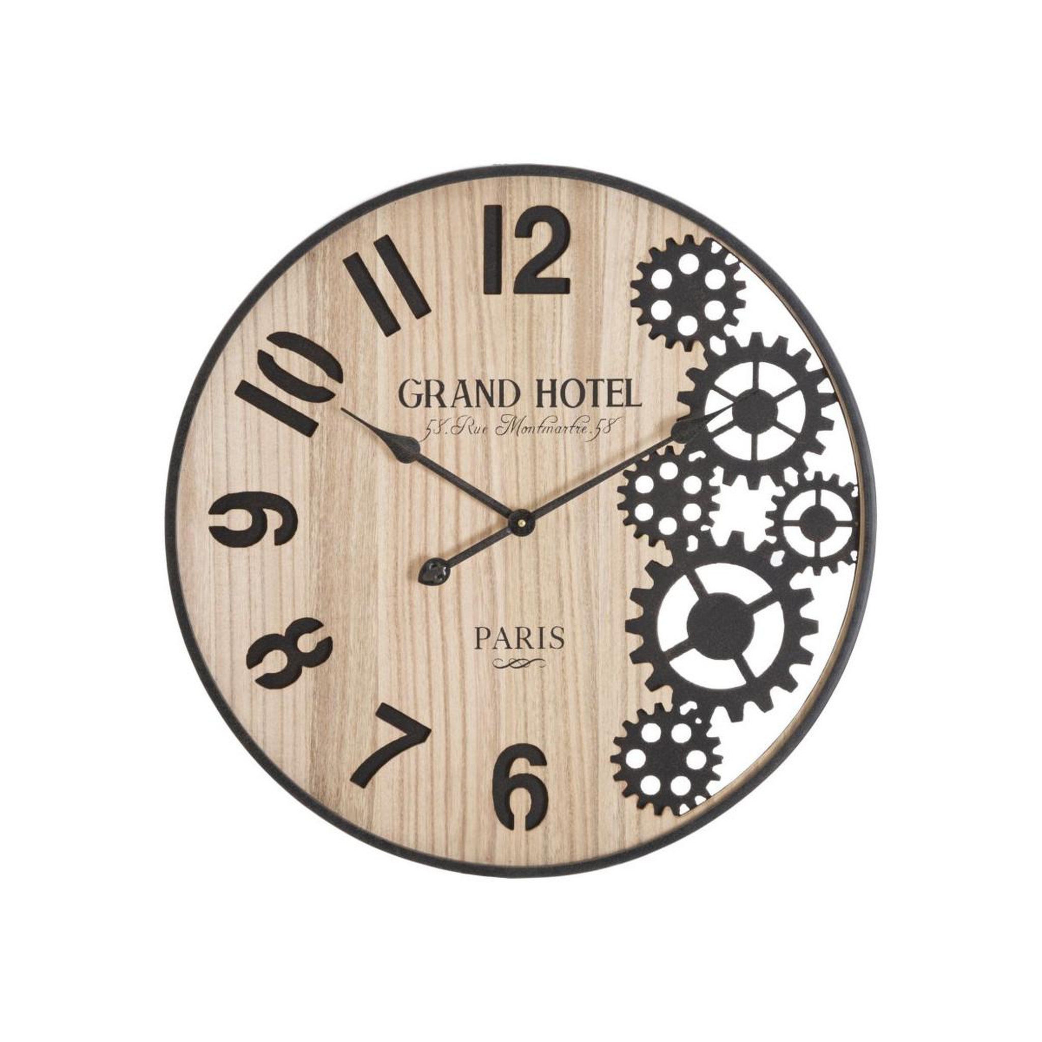 Paris Prix Horloge murale engrenage  grand hotel  60cm naturel & noir