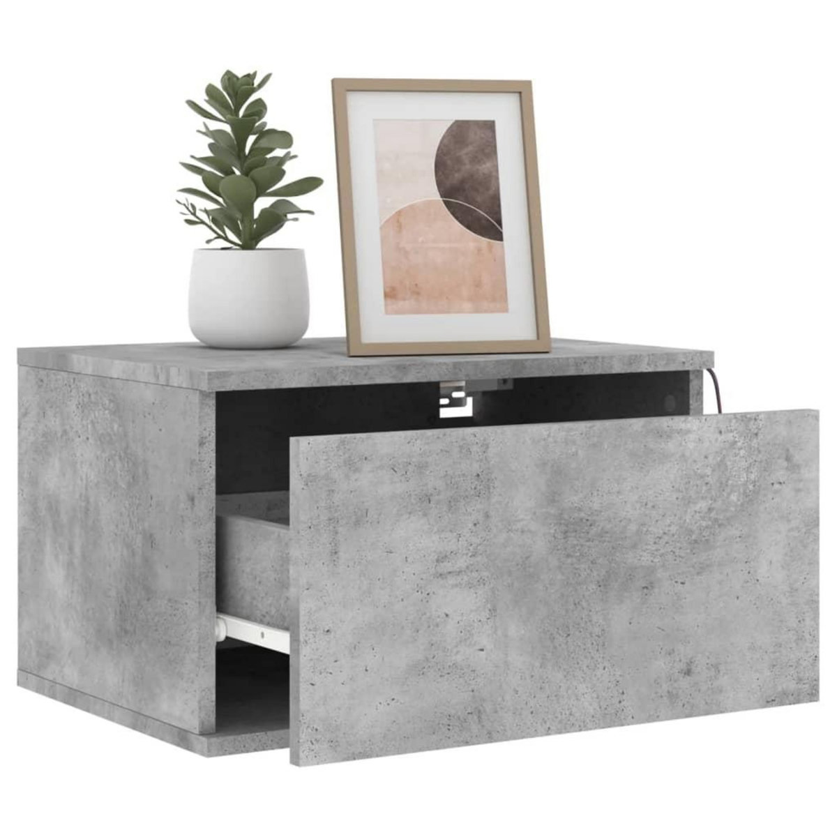 VIDAXL Tables de chevet murales avec lumieres LED 2 pcs gris beton