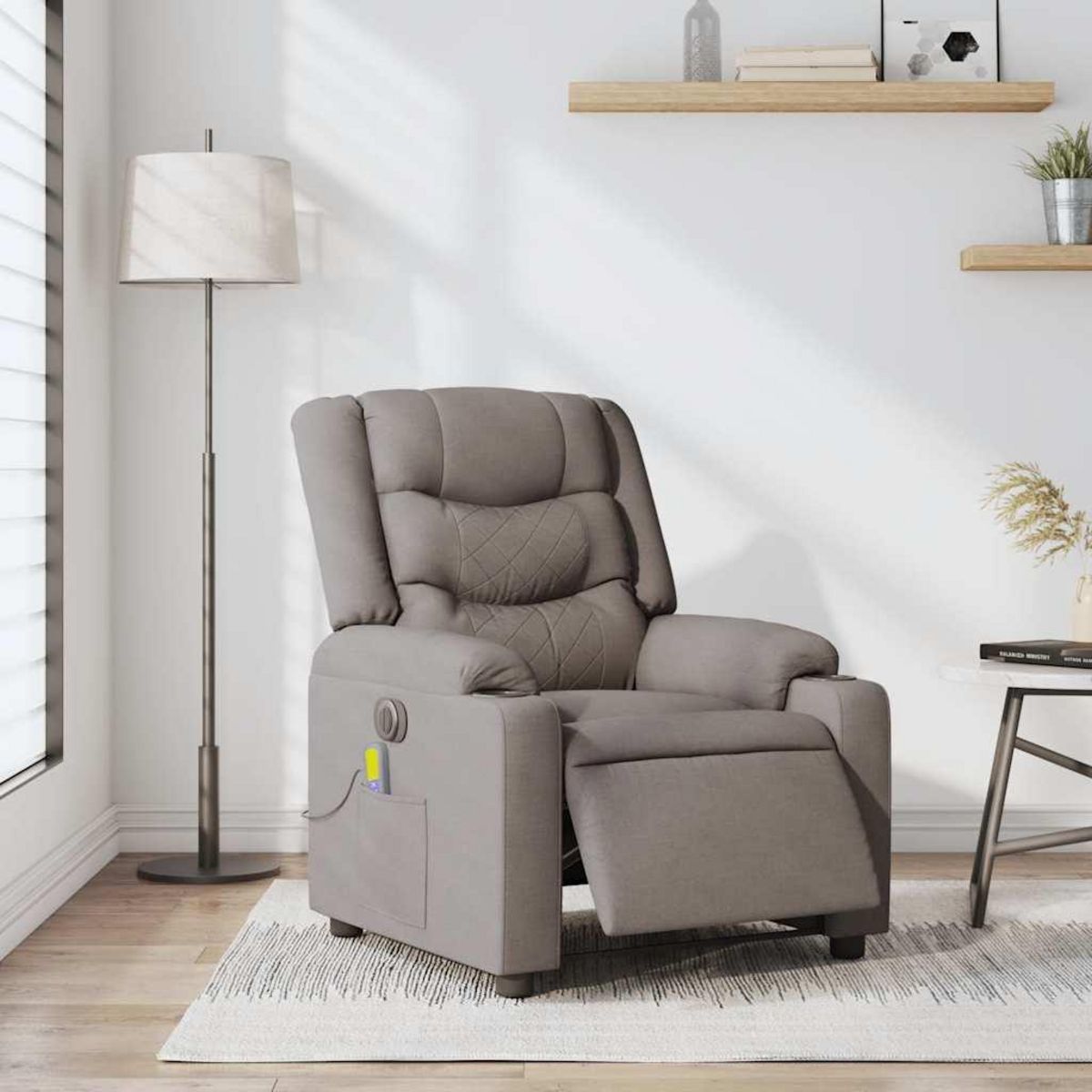 VIDAXL Fauteuil de massage inclinable electrique Taupe Tissu