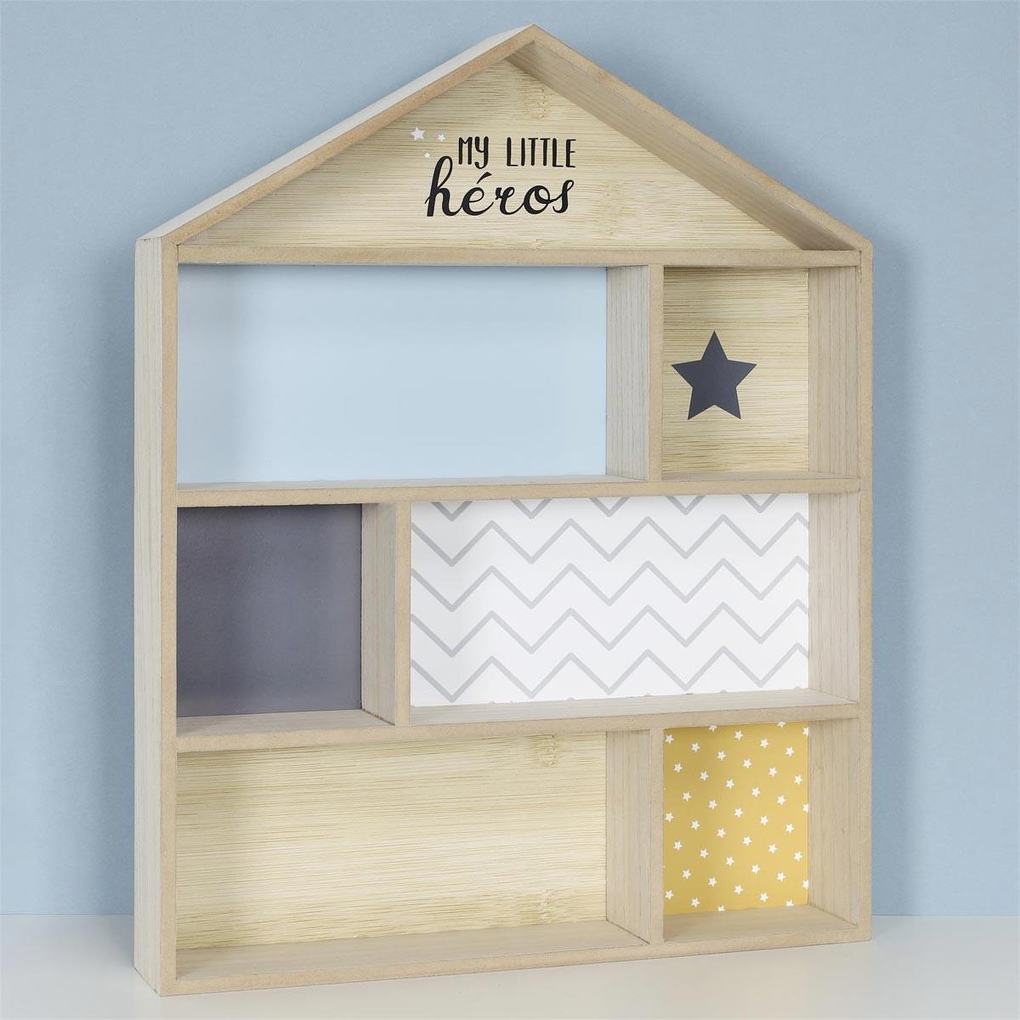 Voir la diapositive 2 : HOME DECO KIDS Étagère déco pour enfant  maison  50cm bleu