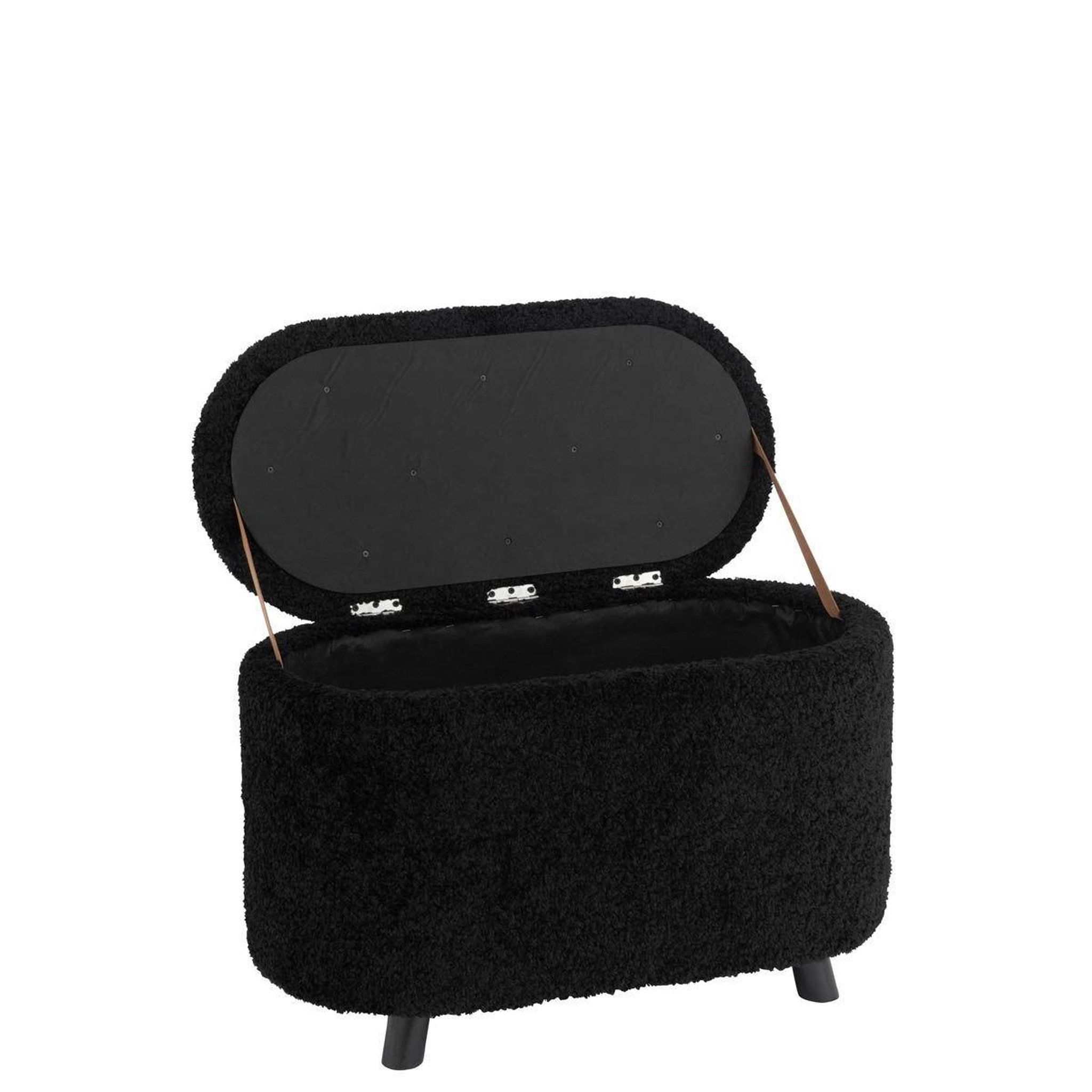Voir la diapositive 2 : J-LINE Pouf & coffre de rangement  teddy  80cm noir
