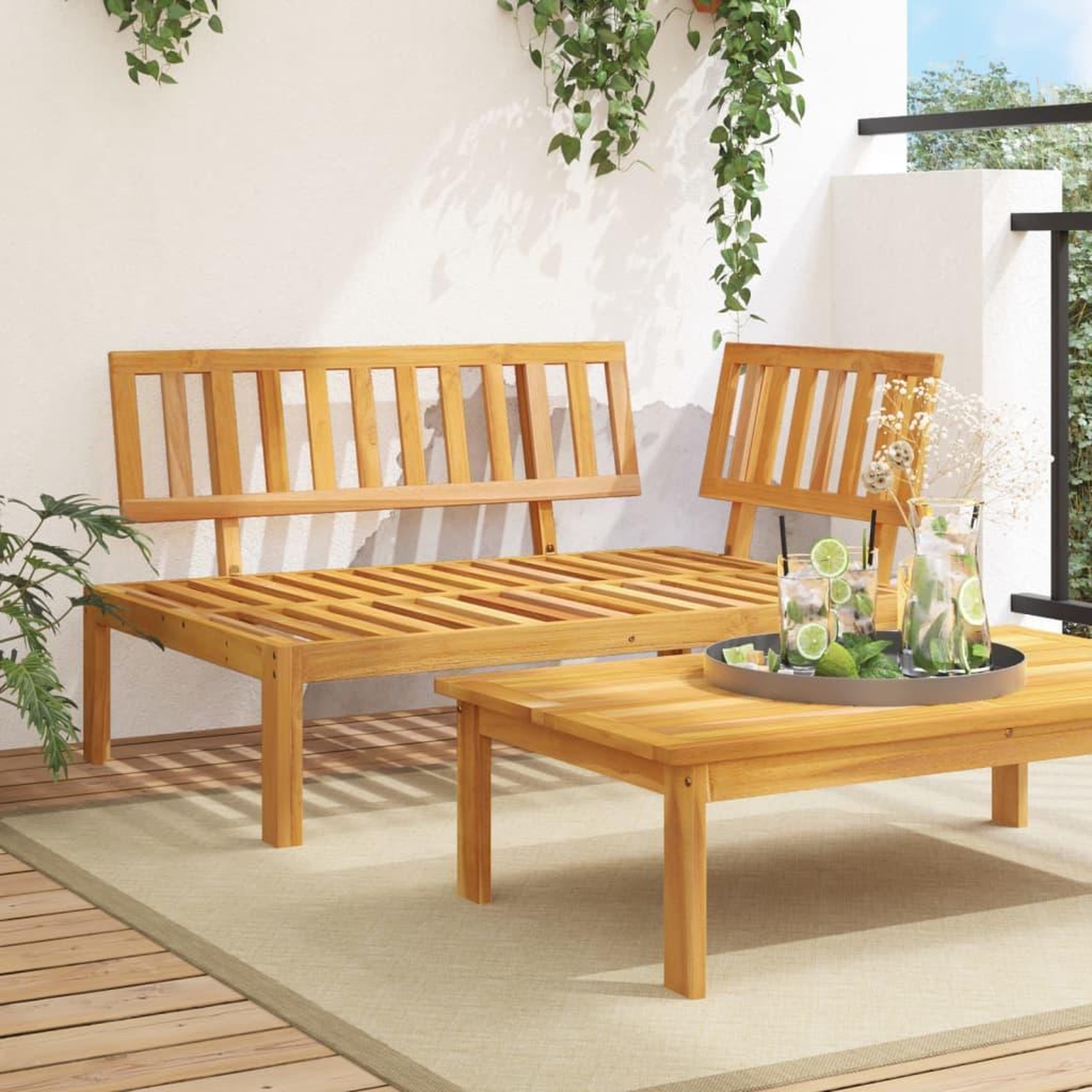Voir la diapositive 1 : VIDAXL Canape d'angle palette de jardin bois massif d'acacia