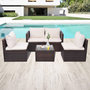 Voir la diapositive 1 : VIDAXL Salon de jardin 5 pcs avec coussins Resine tressee Marron