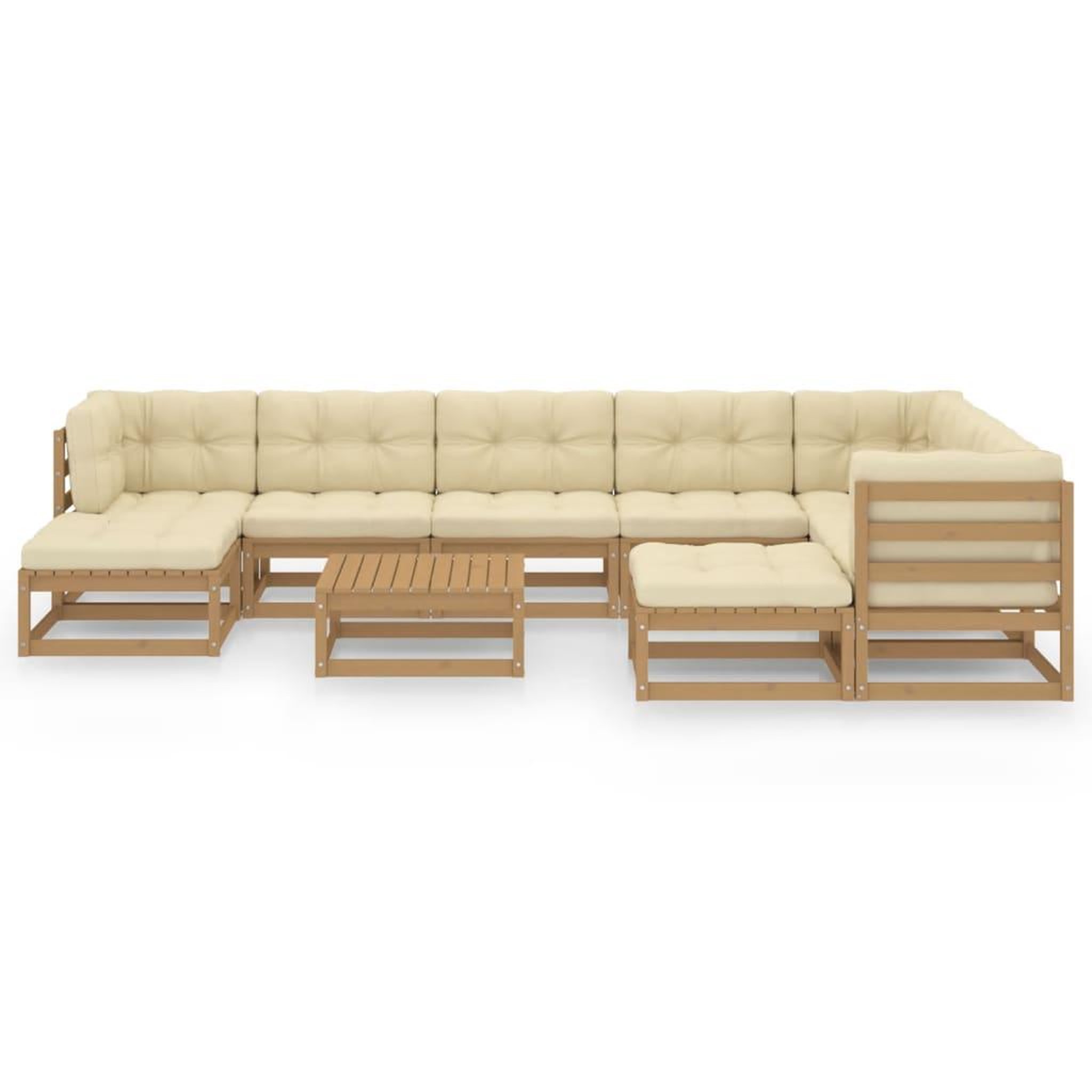 Voir la diapositive 2 : VIDAXL Salon de jardin 10 pcs avec coussins Marron miel Bois de pin