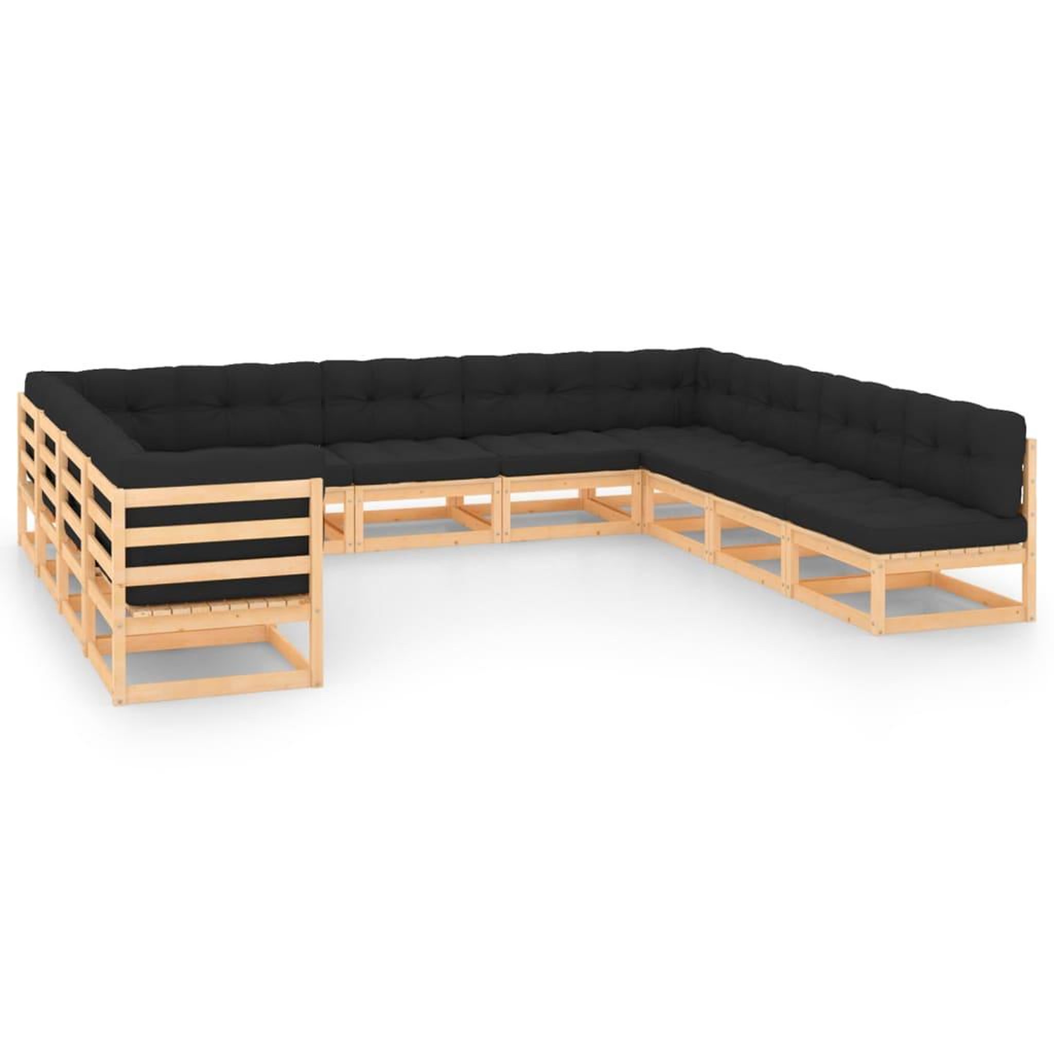 Voir la diapositive 1 : VIDAXL Salon de jardin 11 pcs avec coussins anthracite Pin massif