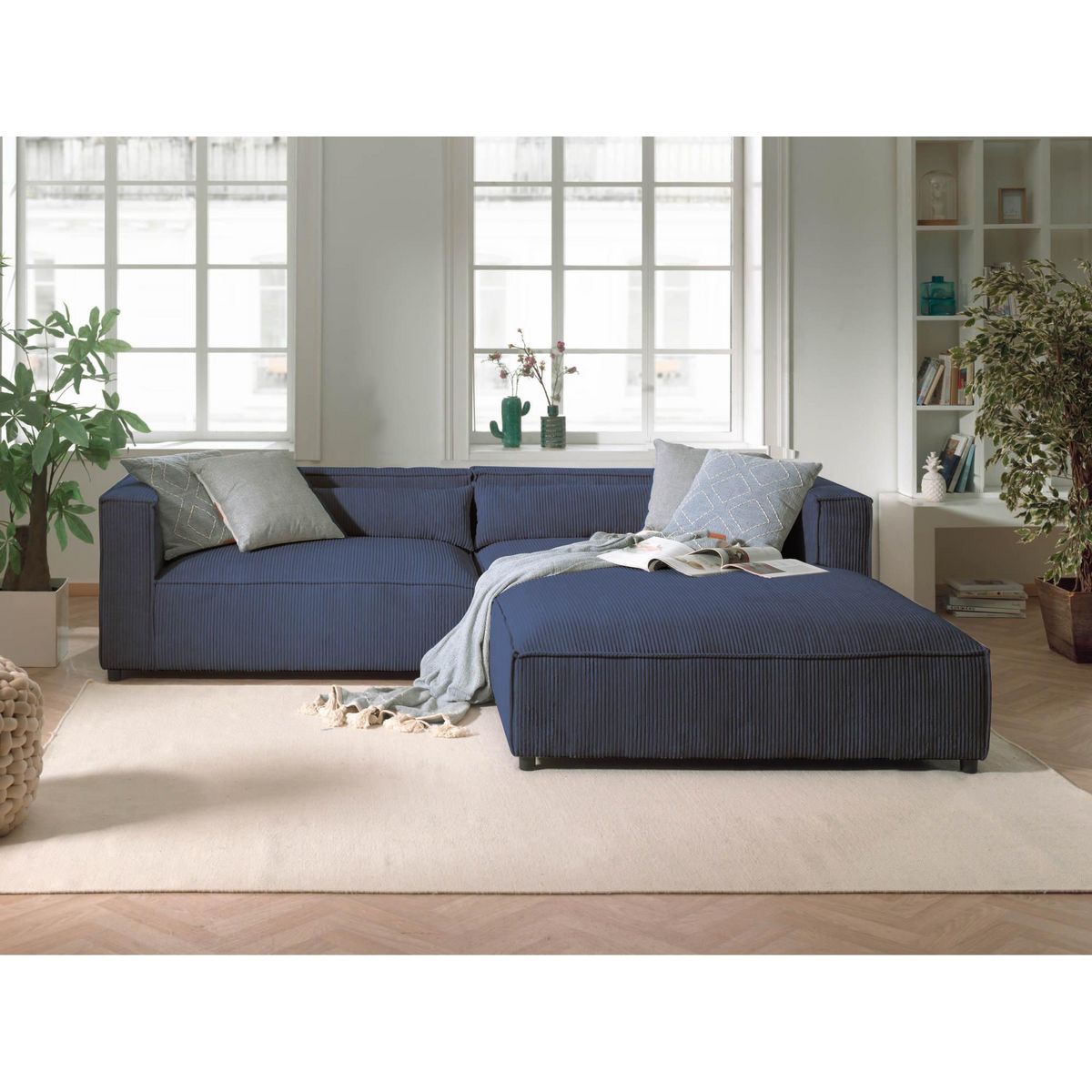 LISA DESIGN Ela - canapé d'angle droit 4 places - en velours côtelé - style contemporain