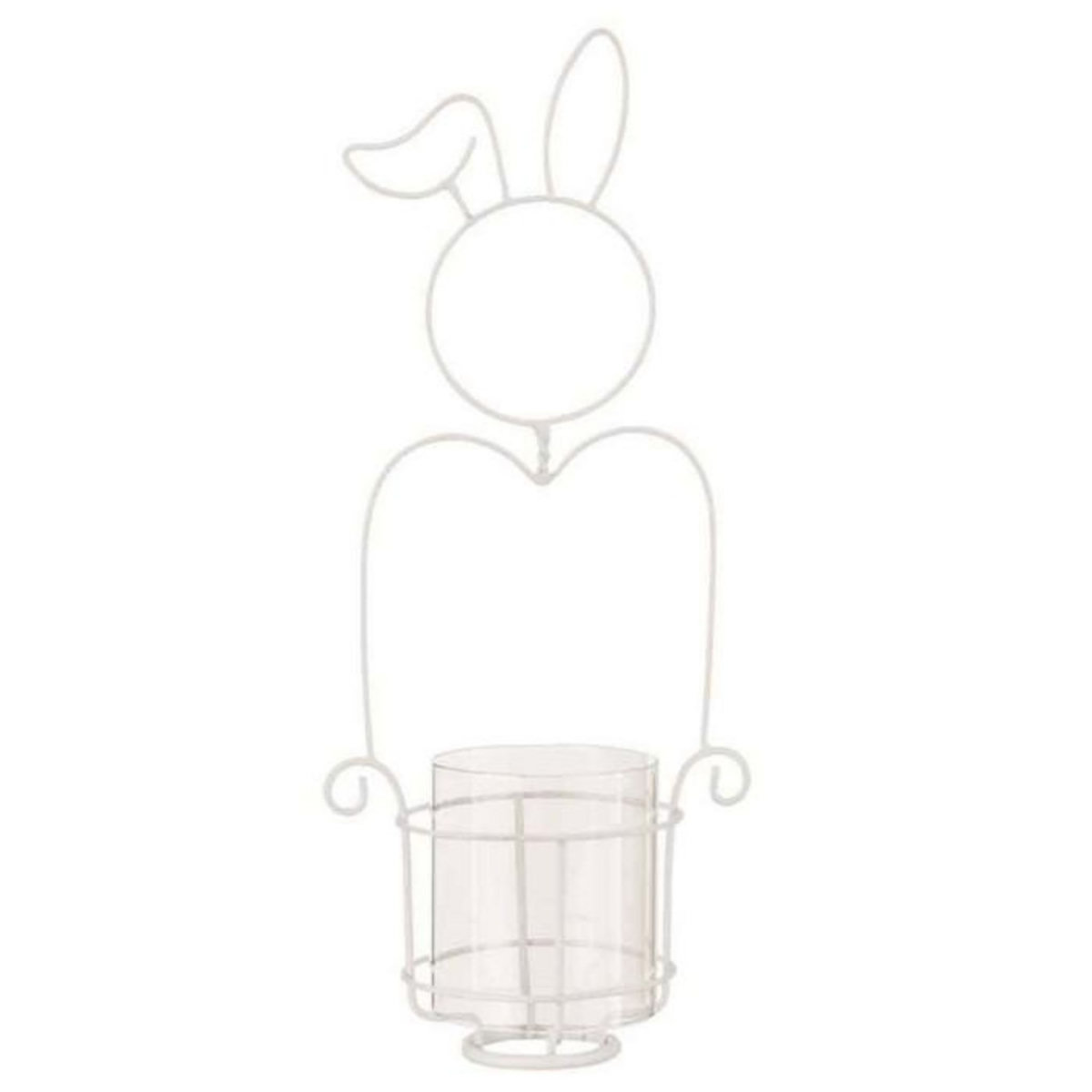 Paris Prix Photophore Déco en Métal  Lapin  41cm Blanc