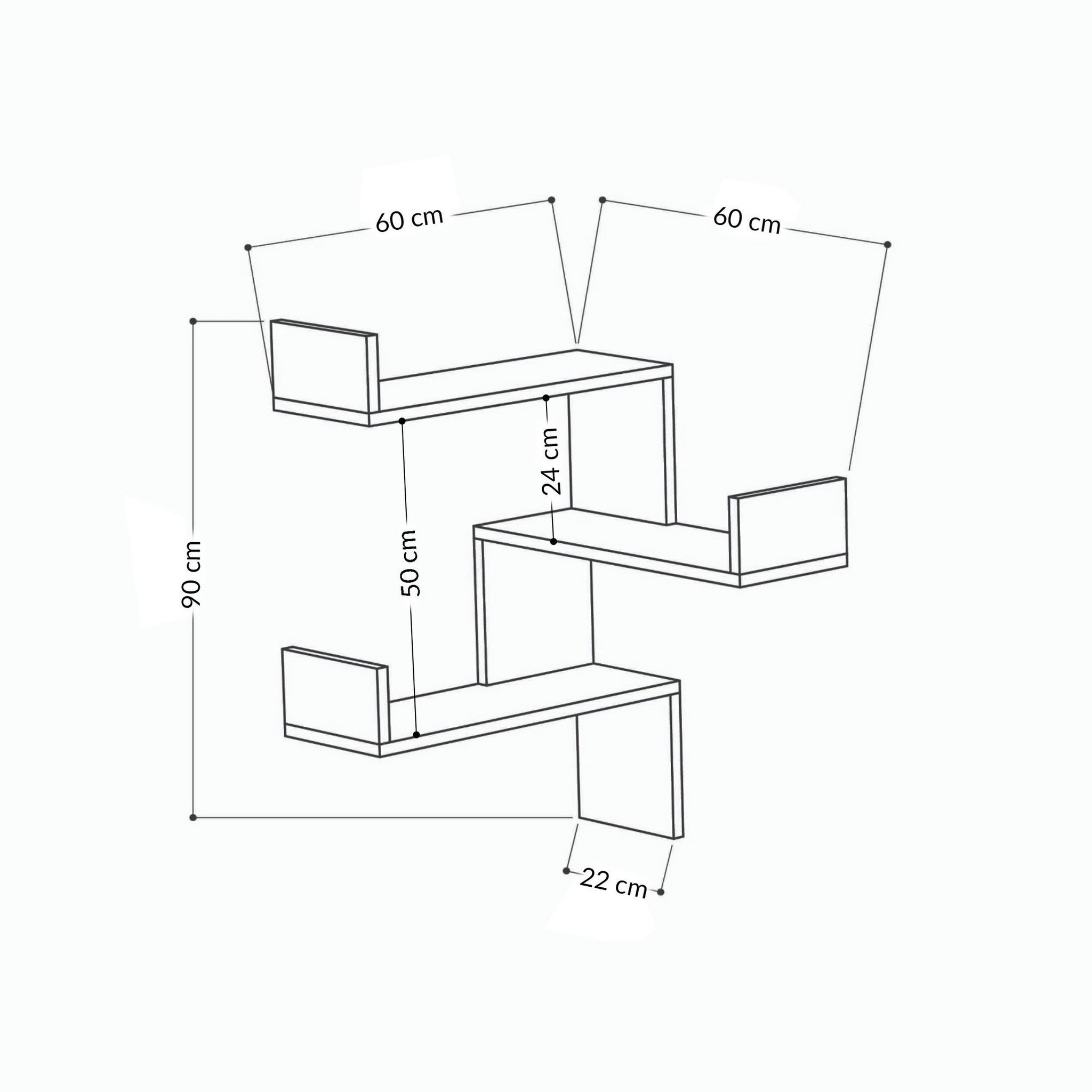 Voir la diapositive 4 : Habitat et Jardin Étagère murale en bois  luksa  - 60 x 90 x 60 cm - chêne