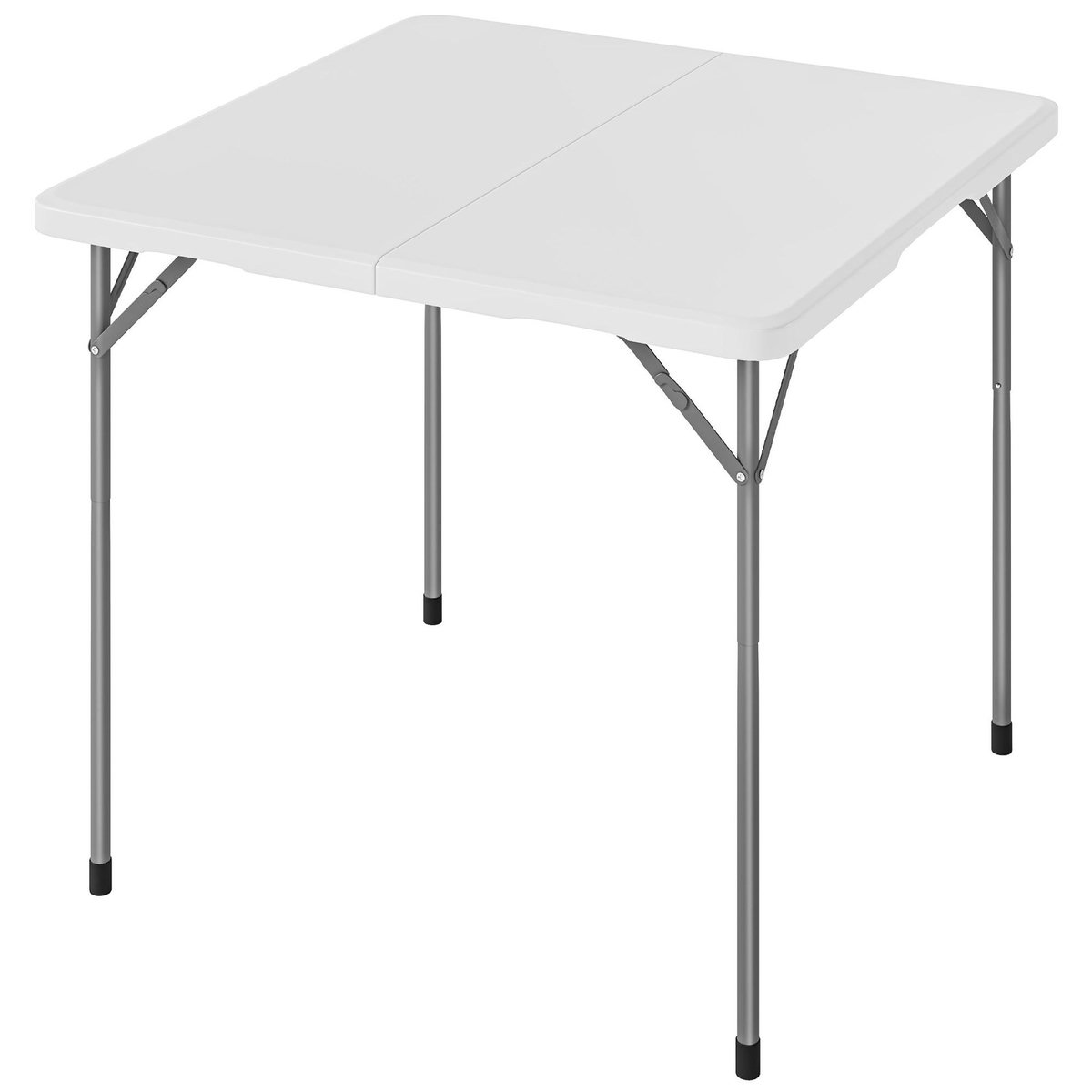 OUTSUNNY Table de camping carrée pliante hauteur réglable métal HDPE blanc