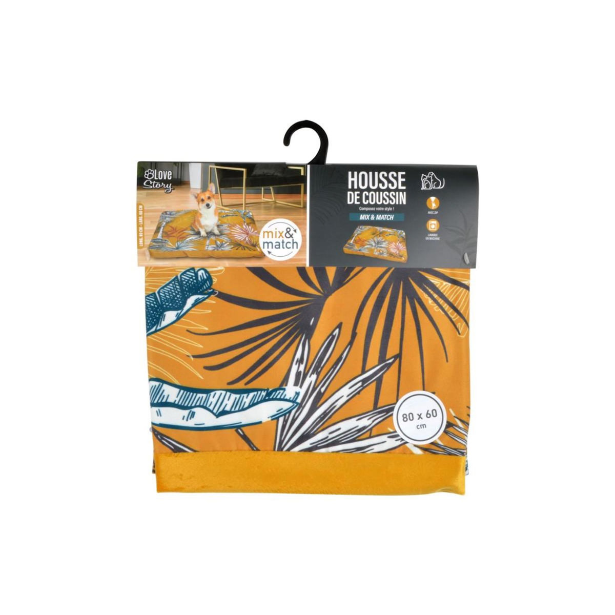 Paris Prix Housse de Coussin pour Chien & Chat  Lodge  80cm Moutarde