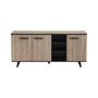 Voir la diapositive 5 : Demeyere Ensemble meuble TV table basse buffet WAYNE - Mélaminé - Style scandinave - Chene brossé et noir