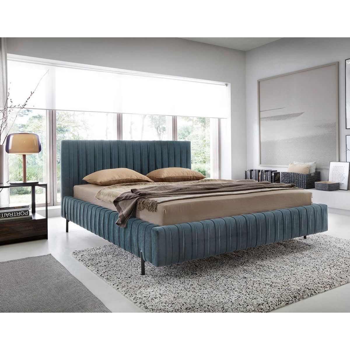 LISA DESIGN Flavio - lit coffre - 140x200 cm - sommier inclus - en velours