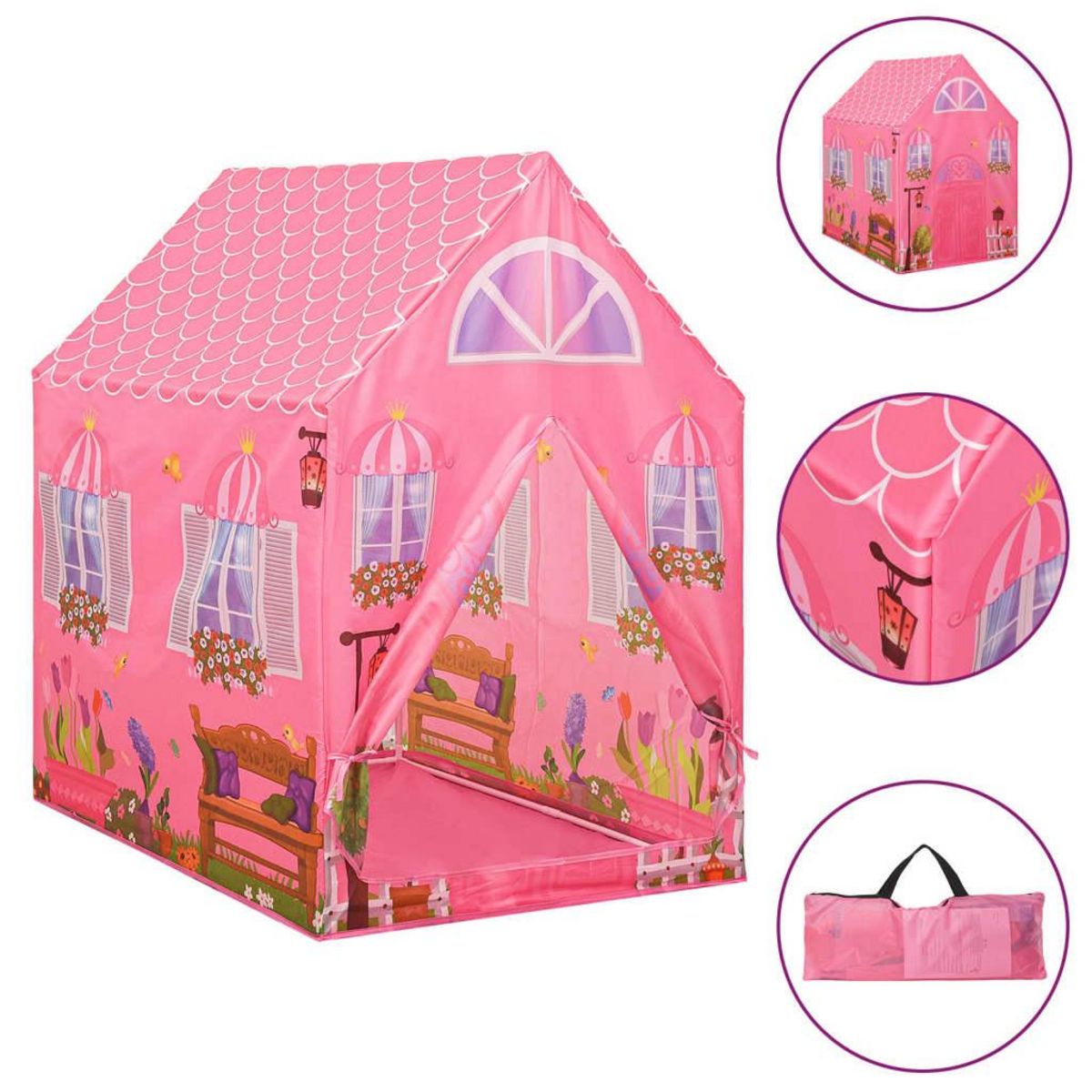 VIDAXL Tente de jeu pour enfants avec 250 balles Rose 69x94x104 cm