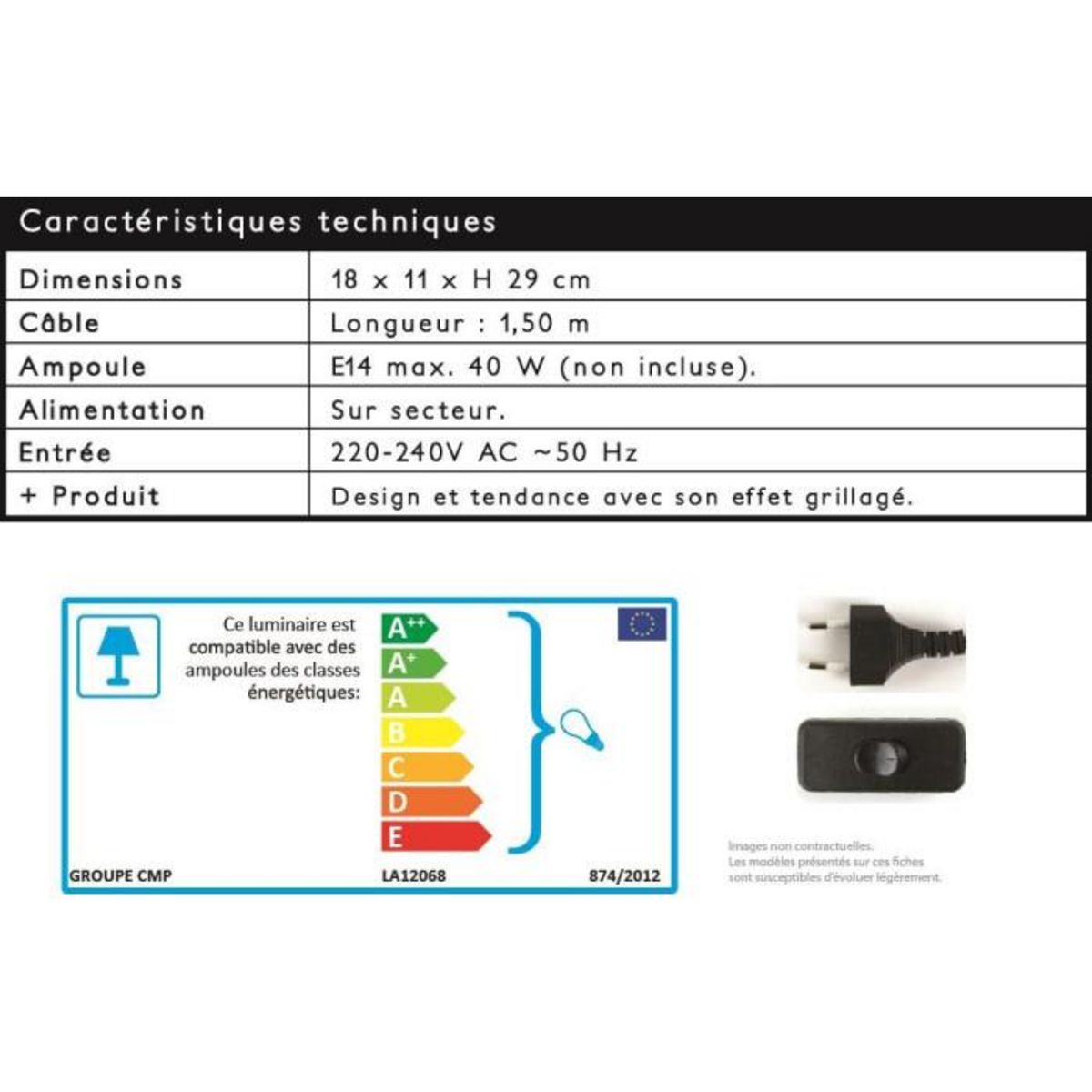 Paris Prix Lampe à Poser Bois & Métal  Cadre  29cm Blanc & Naturel