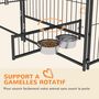 Voir la diapositive 5 : PAWHUT Chenil extérieur couvert pour chien 2 supports gamelles rotatifs porte verouillable acier noir