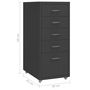 Voir la diapositive 6 : VIDAXL Classeur mobile Anthracite 28x41x69 cm Metal