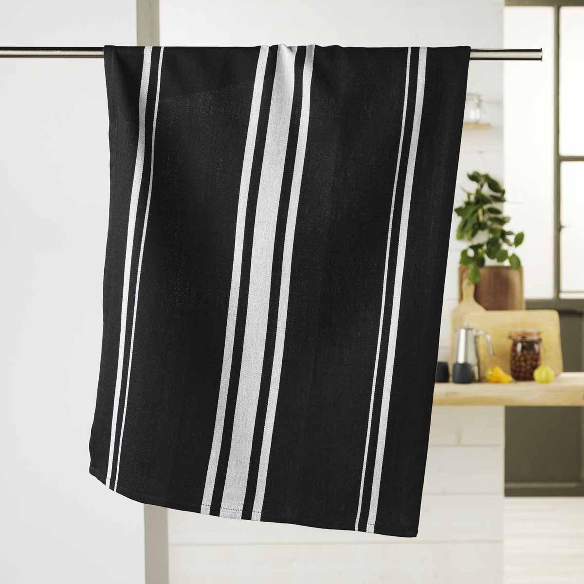 Voir la diapositive 2 : Douceur d'Intérieur Torchon en coton tissé  comptoir  50x70cm noir