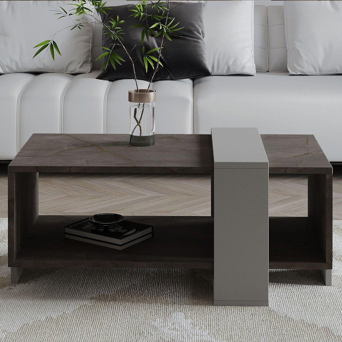 Habitat et Jardin Table basse en bois  Meleni  - 90 x 49 x 40 cm - Gris