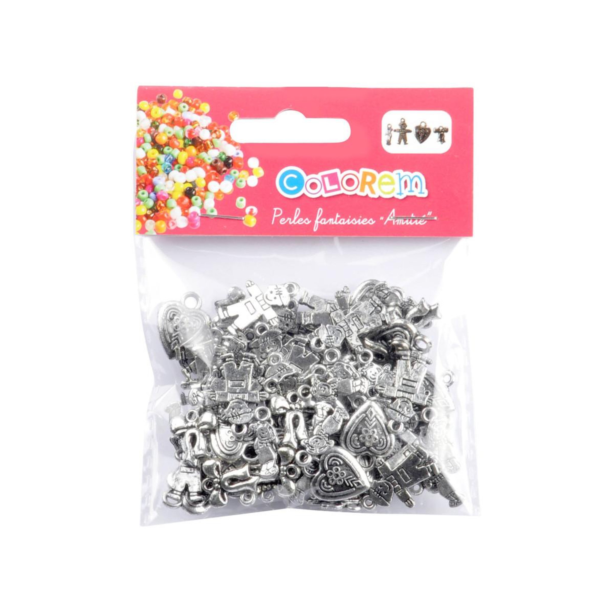 Voir la diapositive 2 : HOMEA Lot de Perles Fantaisie  Amitié  12cm Argent